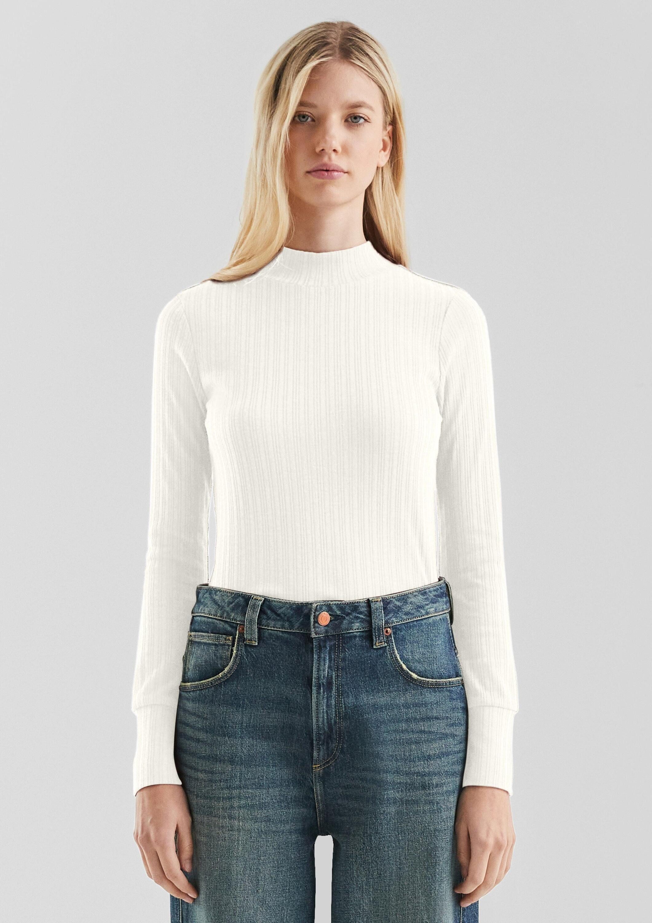 QS Langarmshirt T-Shirt Schmales Langarmshirt mit Ribbstruktur günstig online kaufen