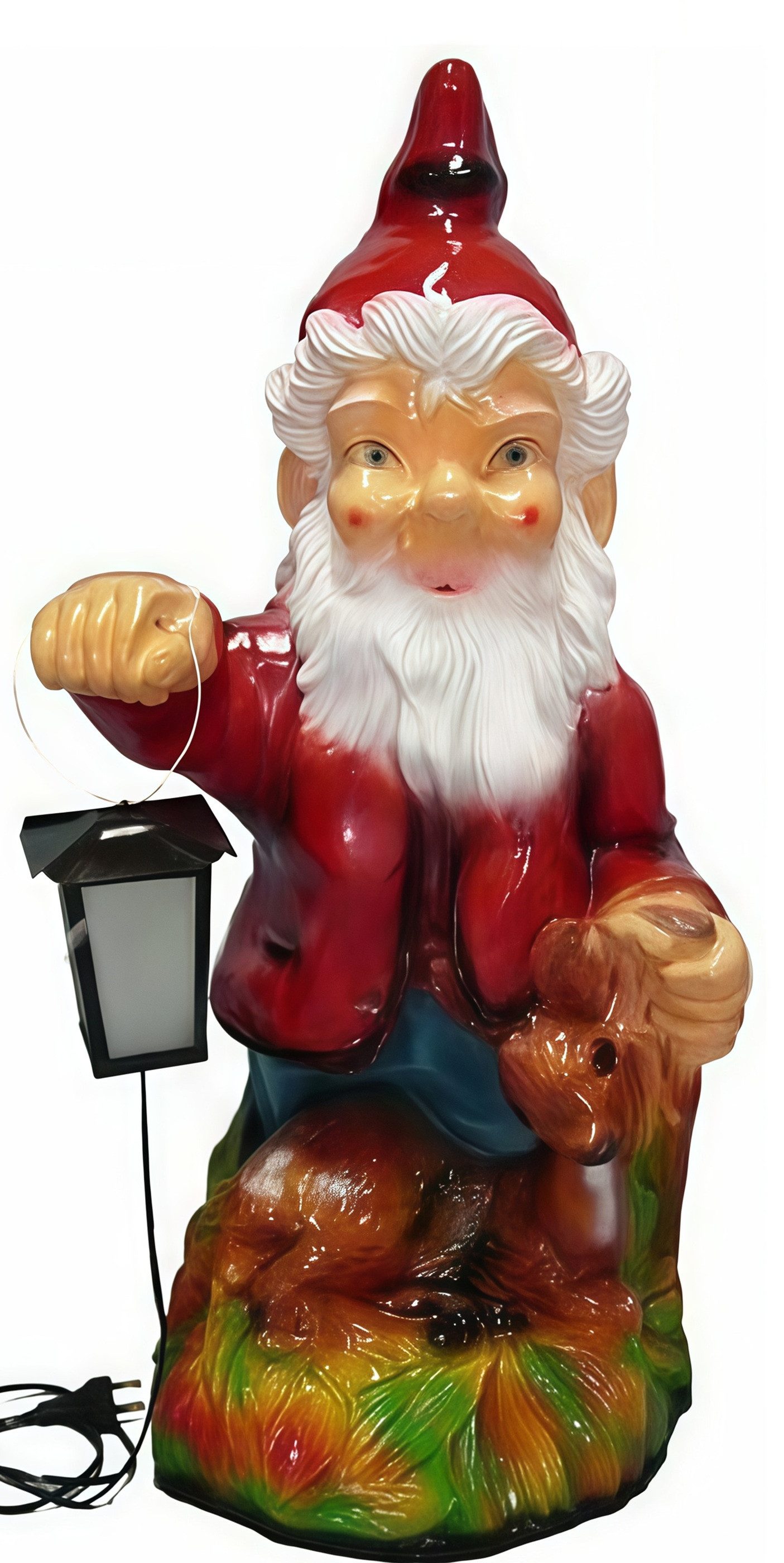 JVmoebel Gartenzwerg Gartenfigur mit integrierter Lampe, detailreiche Gestaltung, (Zwerg mit Laterne Material : Kunststoff 76 cm Höhe), Made in Europa