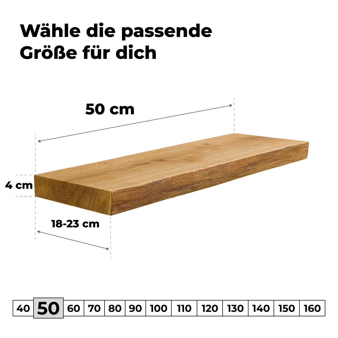 tømmermann Wandregal Schweberegal Holzregal mit Baumkante - Hängeregal aus günstig online kaufen