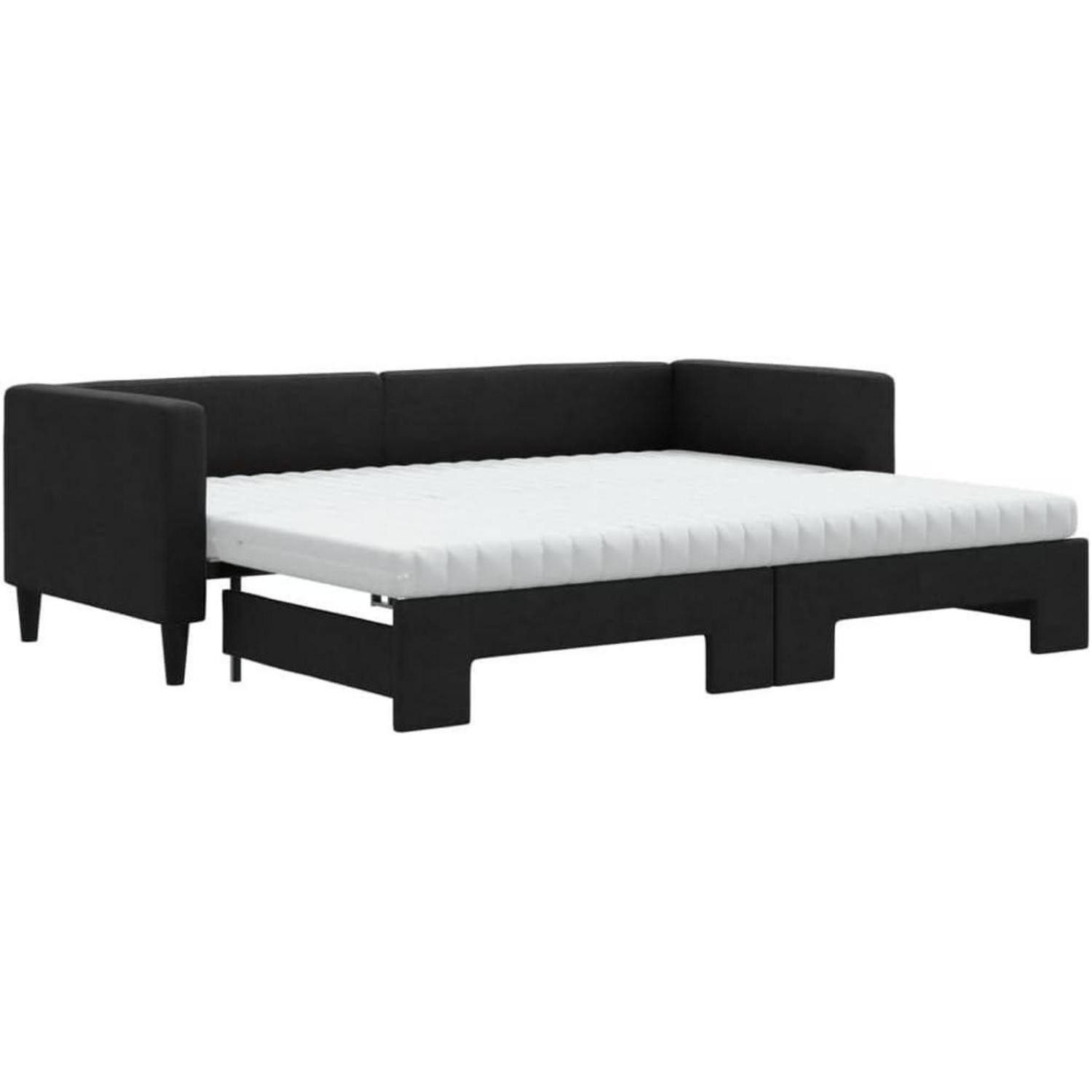 LuxusKollektion Schlafsofa Sofabett Doppelschlafstuhl 80 x 200 mit Bettkasten & Matratze Schwarz