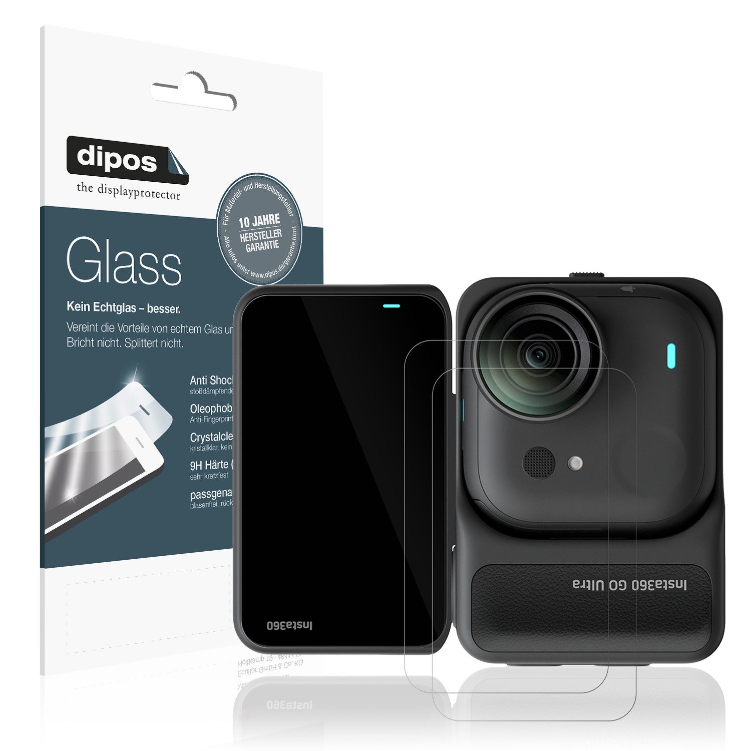 dipos Displayschutzfolie Schutzfolie für Insta360 Go Ultra, 2 Stück, Displayschutz Schutz Folie Made in Germany