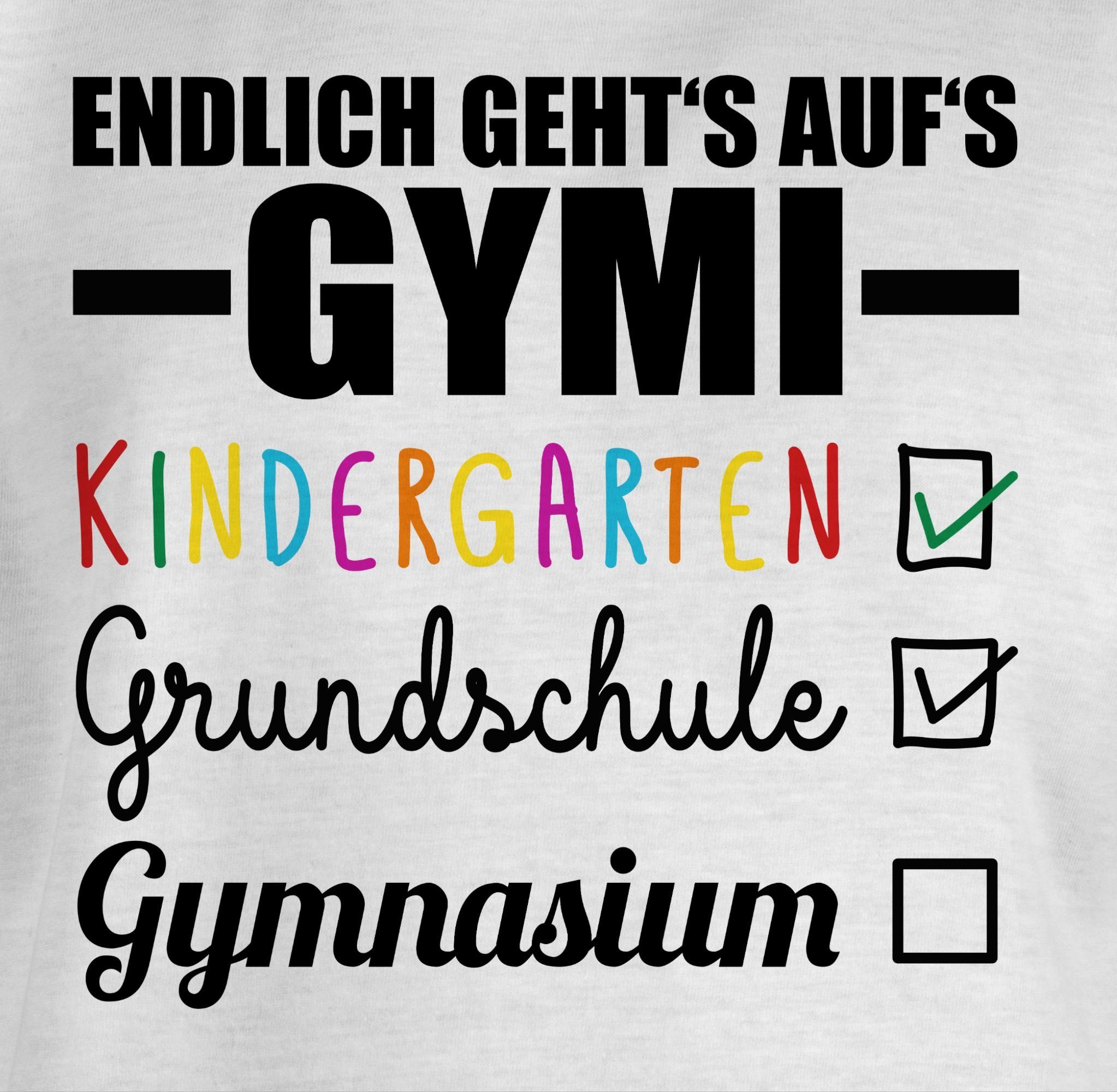 auf's geht's Shirtracer 1 Einschulung Mädchen Gymi T-Shirt Endlich - Weiß schwarz/bunt