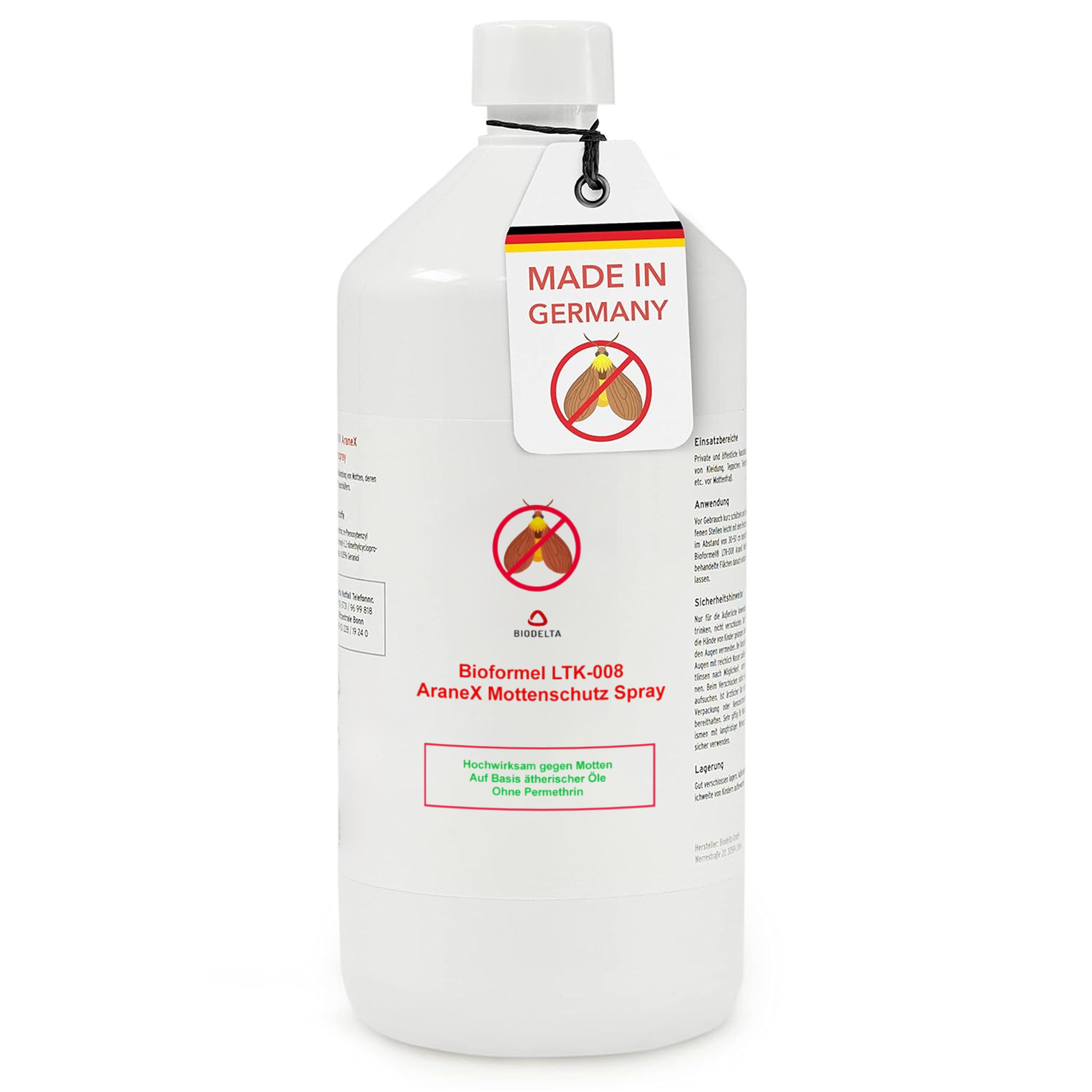 LTK-008 Biodelta Insektenspray Mottenspray N, 1 l, Sprühflasche und Kanister, 500ml