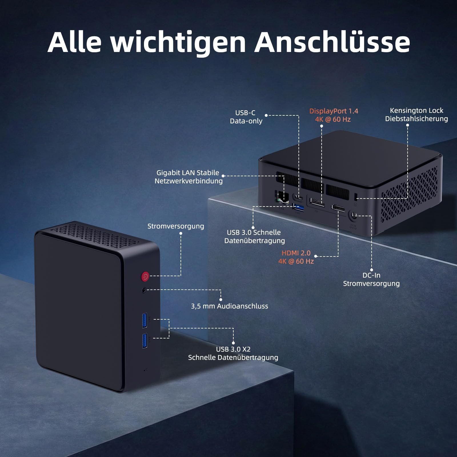 AWOW AWOW AK12 Mini-PC Ryzen 5 R2514, 16/512 GB, Dual 4K, WiFi 5 All-in-One PC (16 GB SSD)