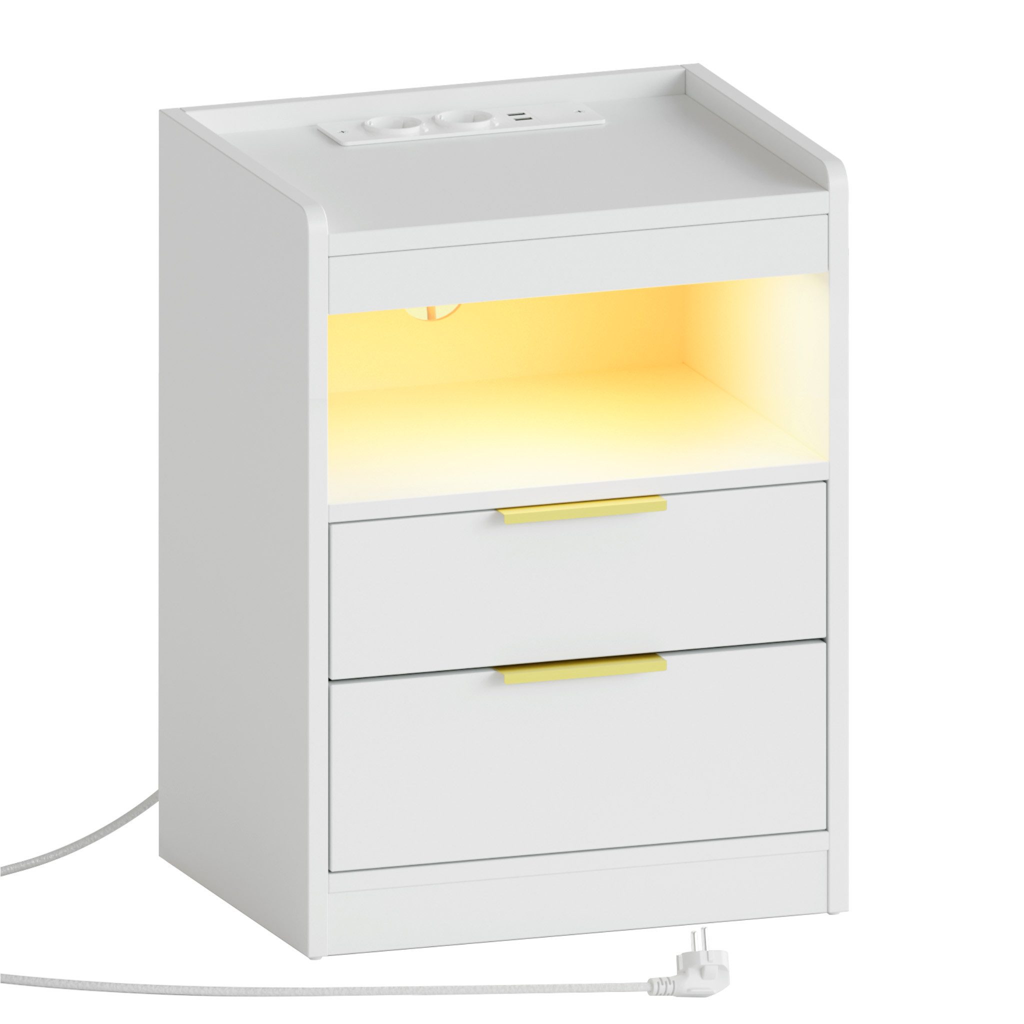 Mondeer Nachttisch LED Nachtkommode (Packung, Beistelltisch mit Steckdosen) günstig online kaufen