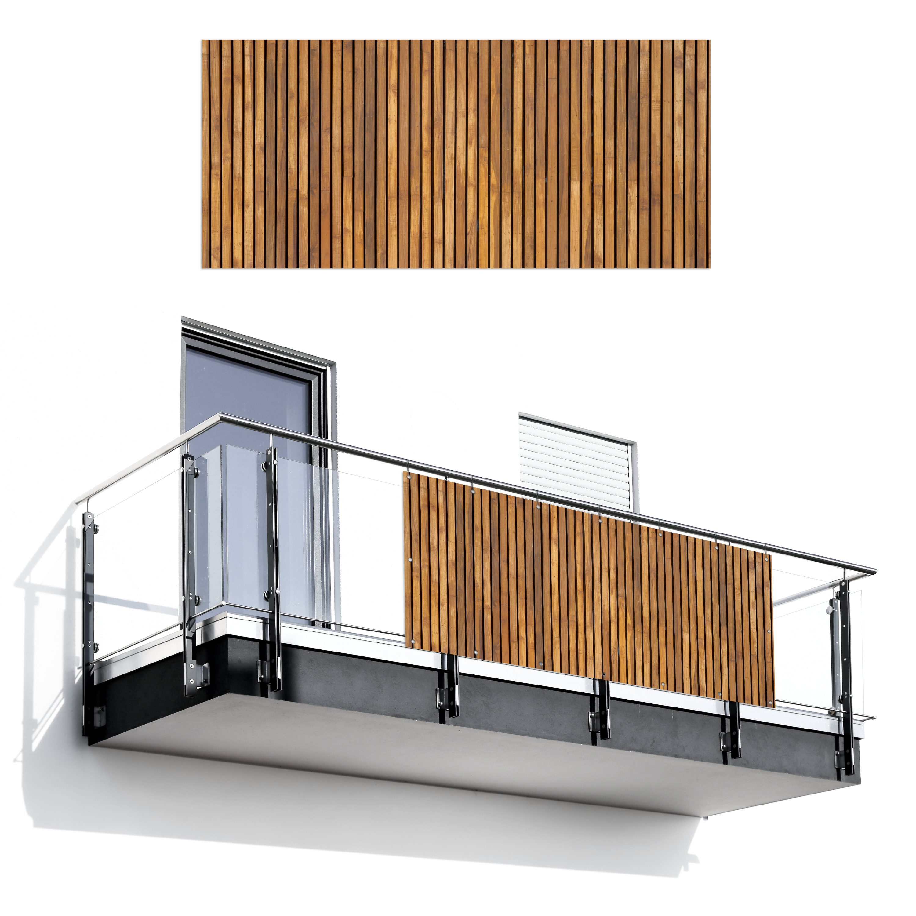 MuchoWow Balkonsichtschutz Latte - Wand - Latte - Holz (1-St) Balkon Sichts günstig online kaufen