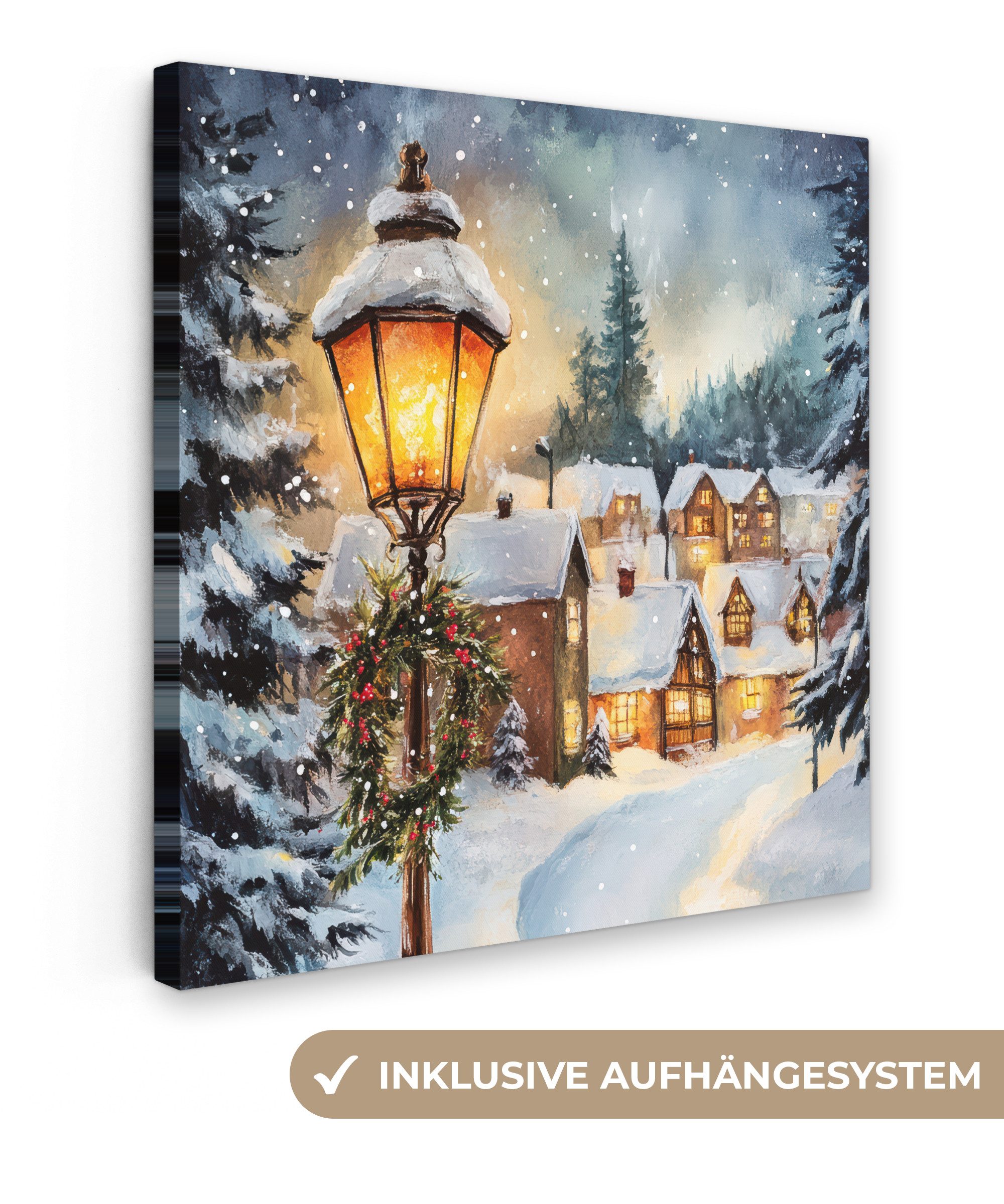 OneMillionCanvasses® Leinwandbild Weihnachtsdorf - Häuser - Schnee - Weihna günstig online kaufen