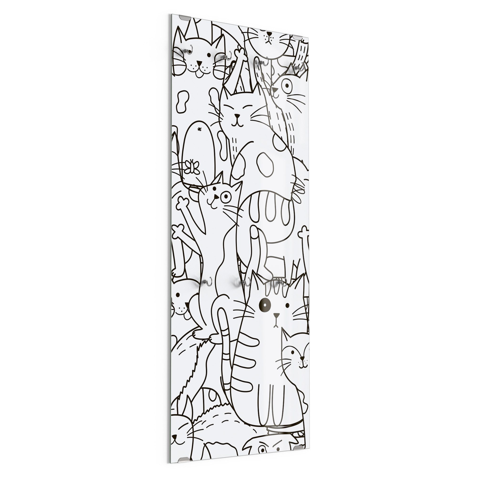 DEQORI Kleiderhaken 'Comic-Katzen', Glas Garderobe hängend Flur Jackenhalter modern Wandgarderobe Haken