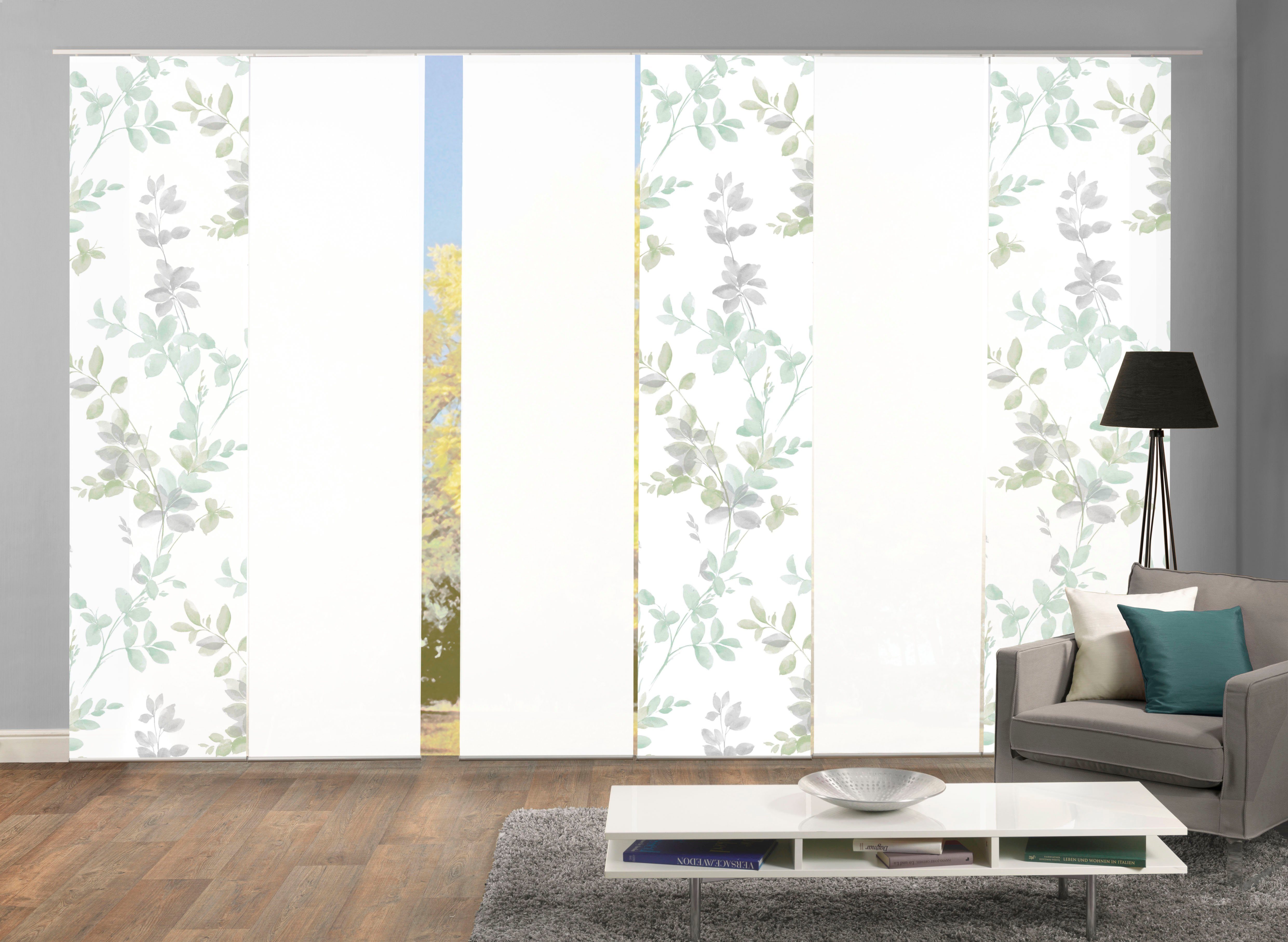 HOME WOHNIDEEN Schiebegardine 6er SET (6 St), Paneelwagen, blickdicht, Schiebevorhang Digidruck 6er Set AYLA