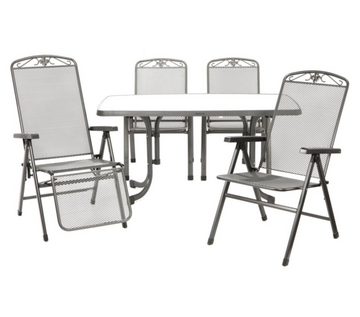 MWH Balkonset Relaxsessel Savoy, 72 x 58 x 110 cm, Metall, Zusammenklappbarer & mehrfach verstellbarer Relaxsessel aus Metall