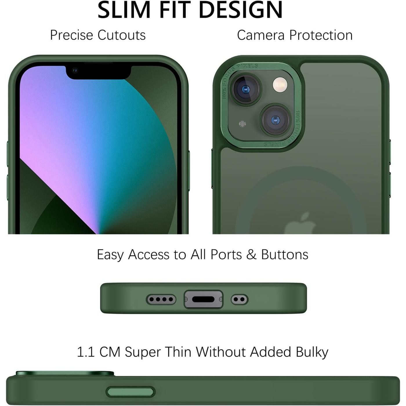 CoolGadget Handyhülle Magnet Hülle für iPhone 13 Schutzhülle mit Metall Kamerarahmen 6,1 Zoll, magnetisches Schutzcase Matt Stoßfest kompatibel mit Magsafe Zube – Bild 2 von 5