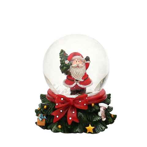 SIGRO Weihnachtsfigur Schneekugel, 2-fach sortiert, 1 Stück (Stück, 1 St., 1 Schneekugel Weihnachtsmann auf Baumsockel)