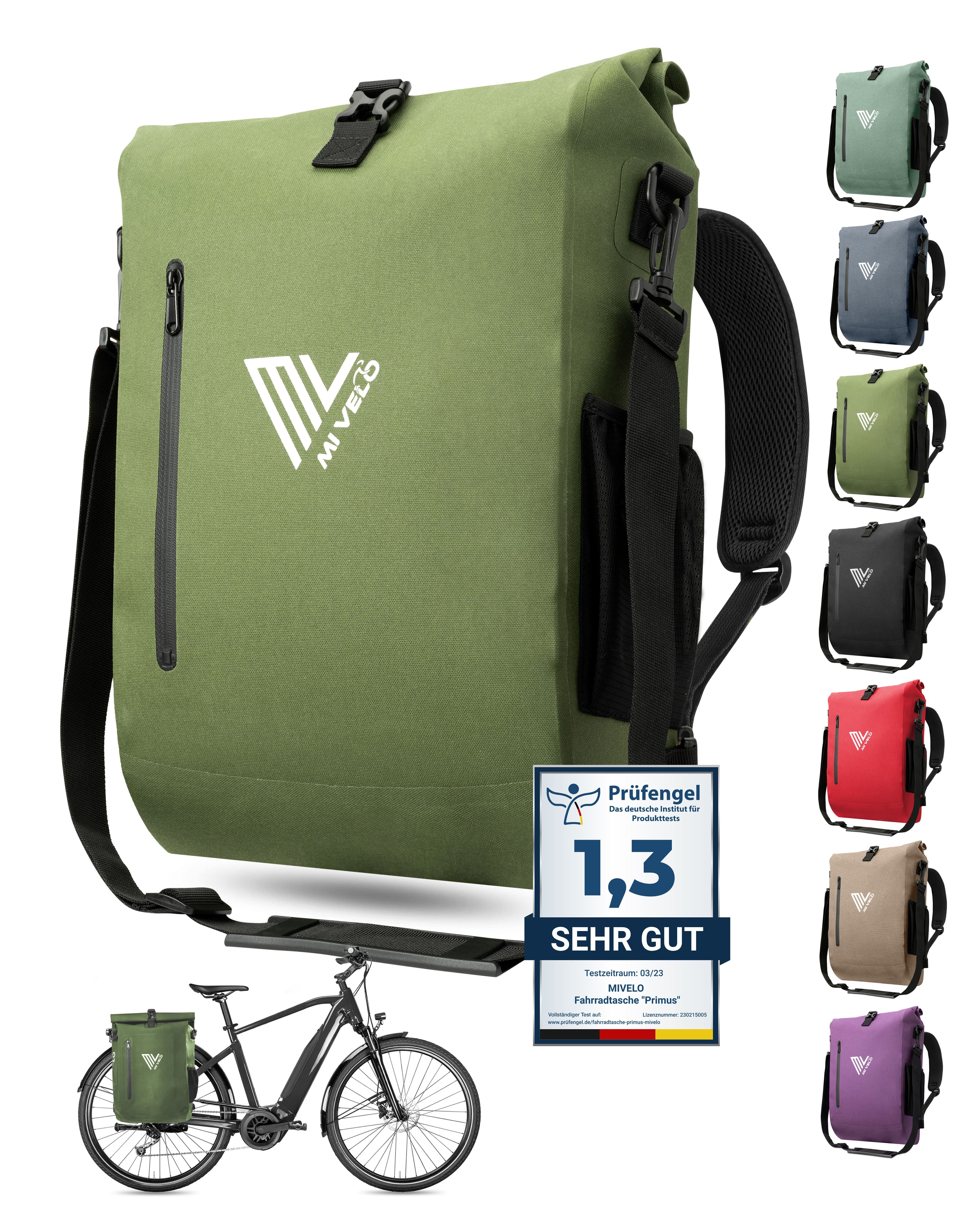 MIVELO Fahrradtasche 3in1 Gepäckträgertasche, Rucksack für Fahrrad Gepäckträger wasserdicht