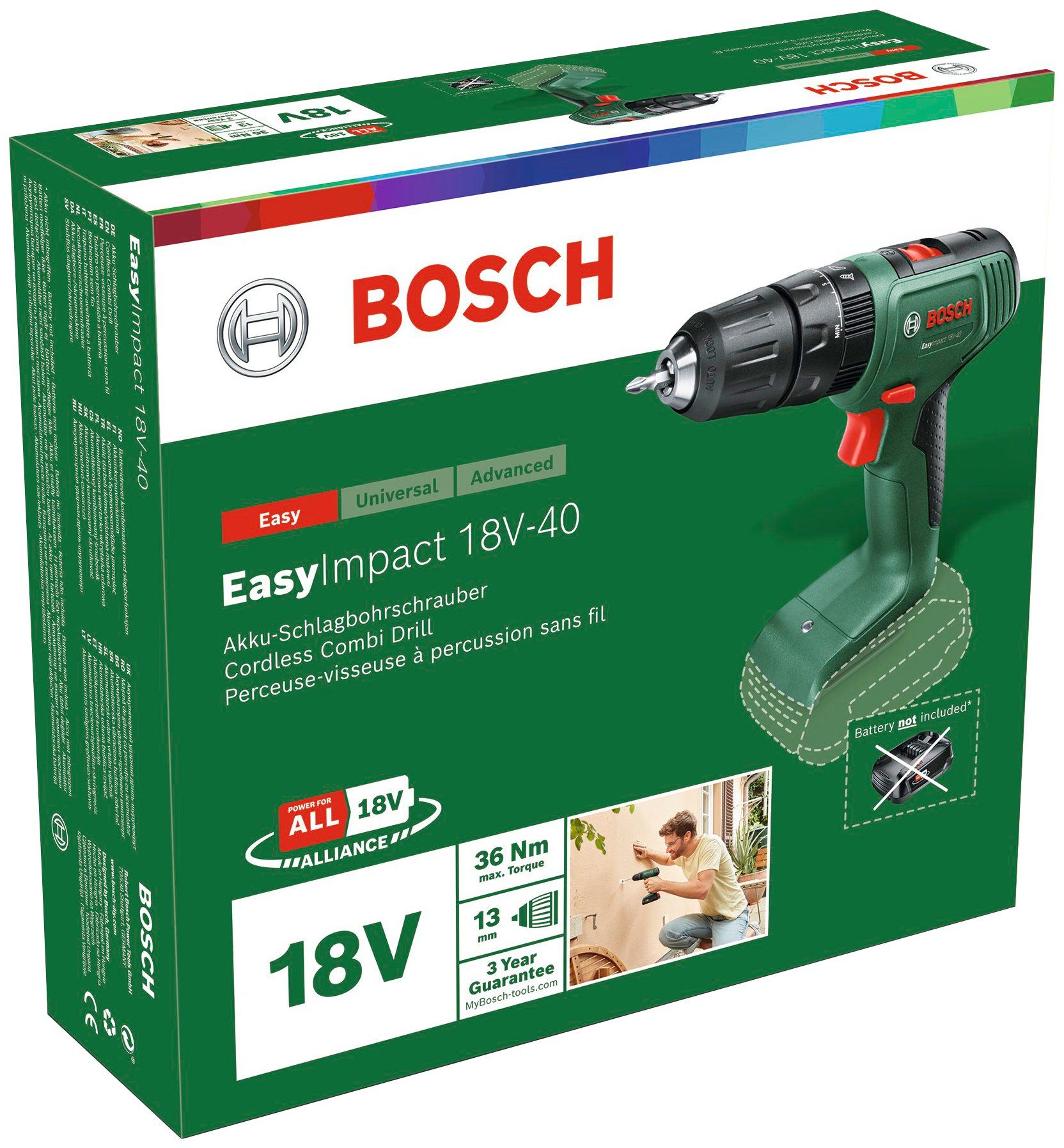 EasyImpact 18V-40, System Bosch ohne Akku 18 Home und Garden & Akku-Schlagbohrschrauber Volt Ladegerät,