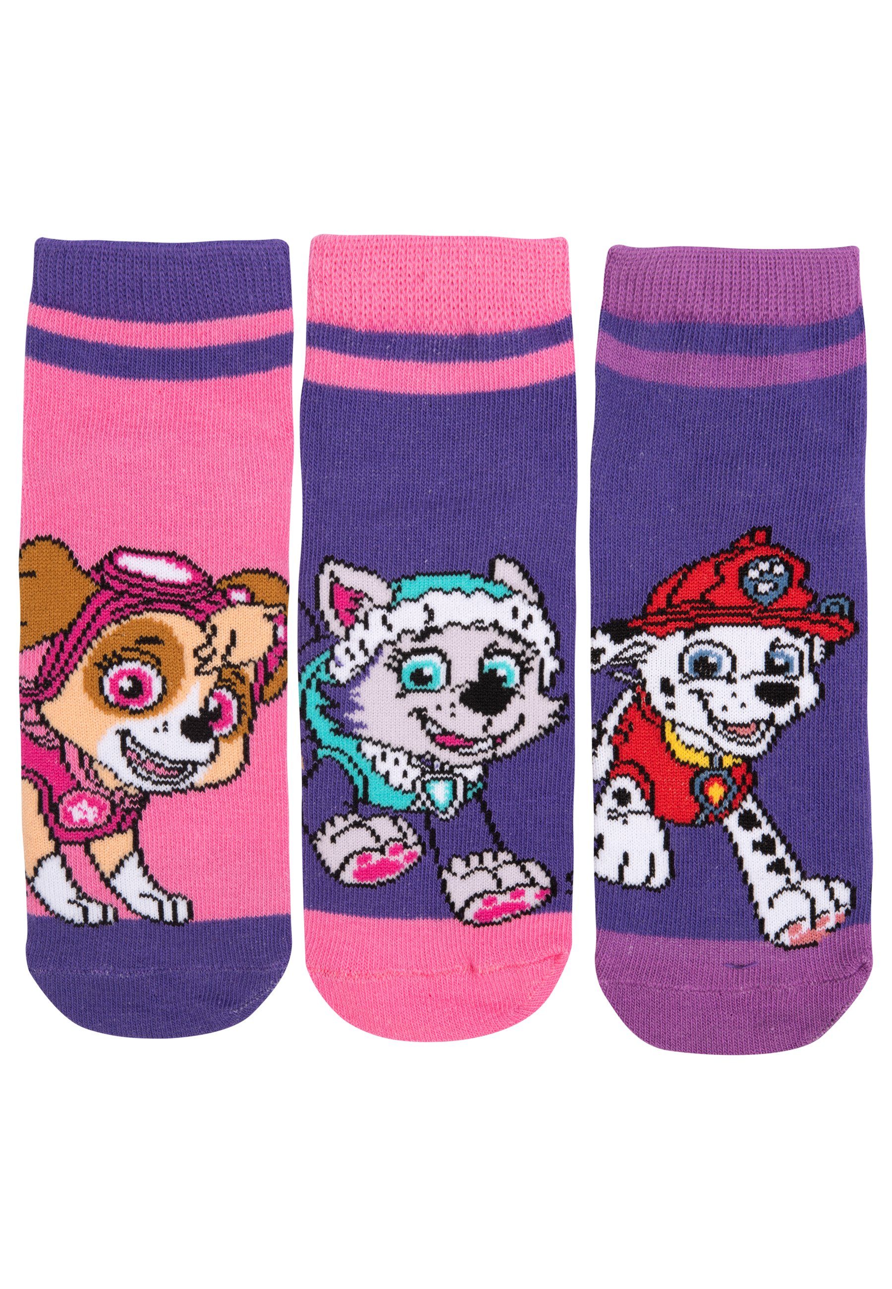 Söckchen Lila/Rosa Patrol Kinder Mädchen Paw Socken Socken United Labels® für Pack) (3er
