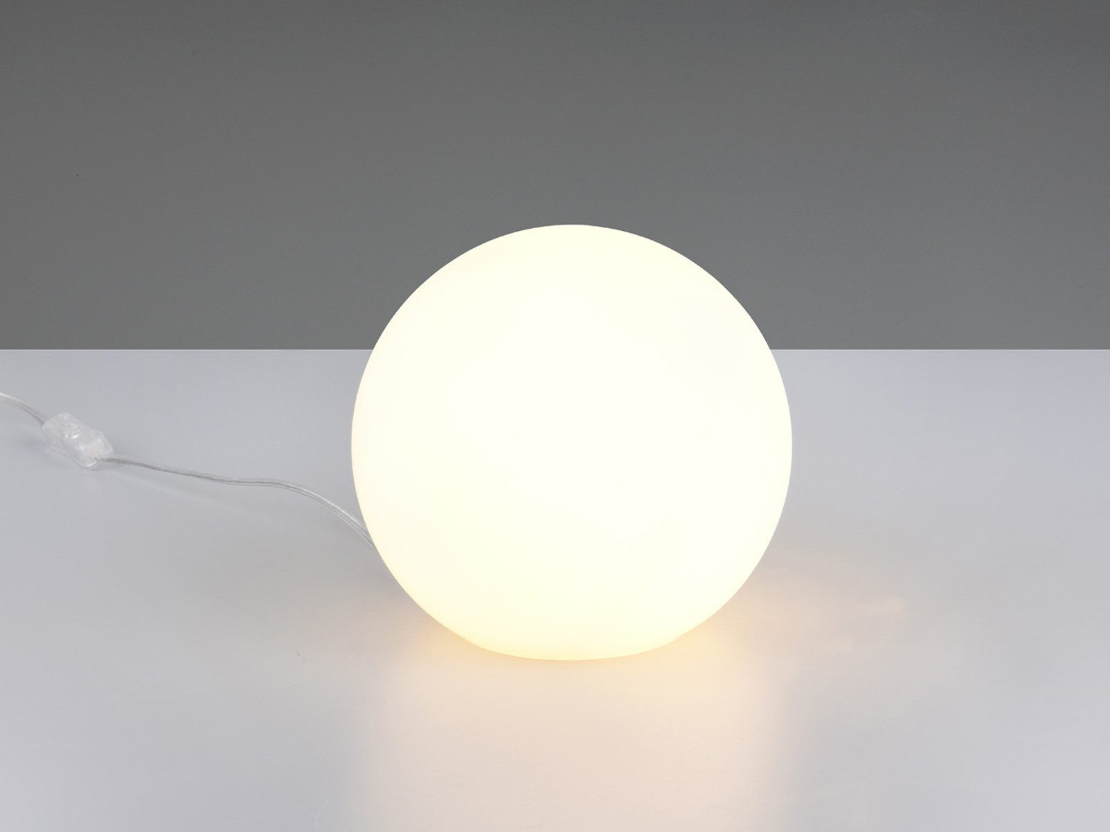 Reality Leuchten LED Tischleuchte Kugel-Lampe Ø 20cm inkl. E27 LED, dimmbar, LED wechselbar, warmweiß, kleine Glaskugel Nacht-Tischlampe, Lampenschirm Opal-Glas