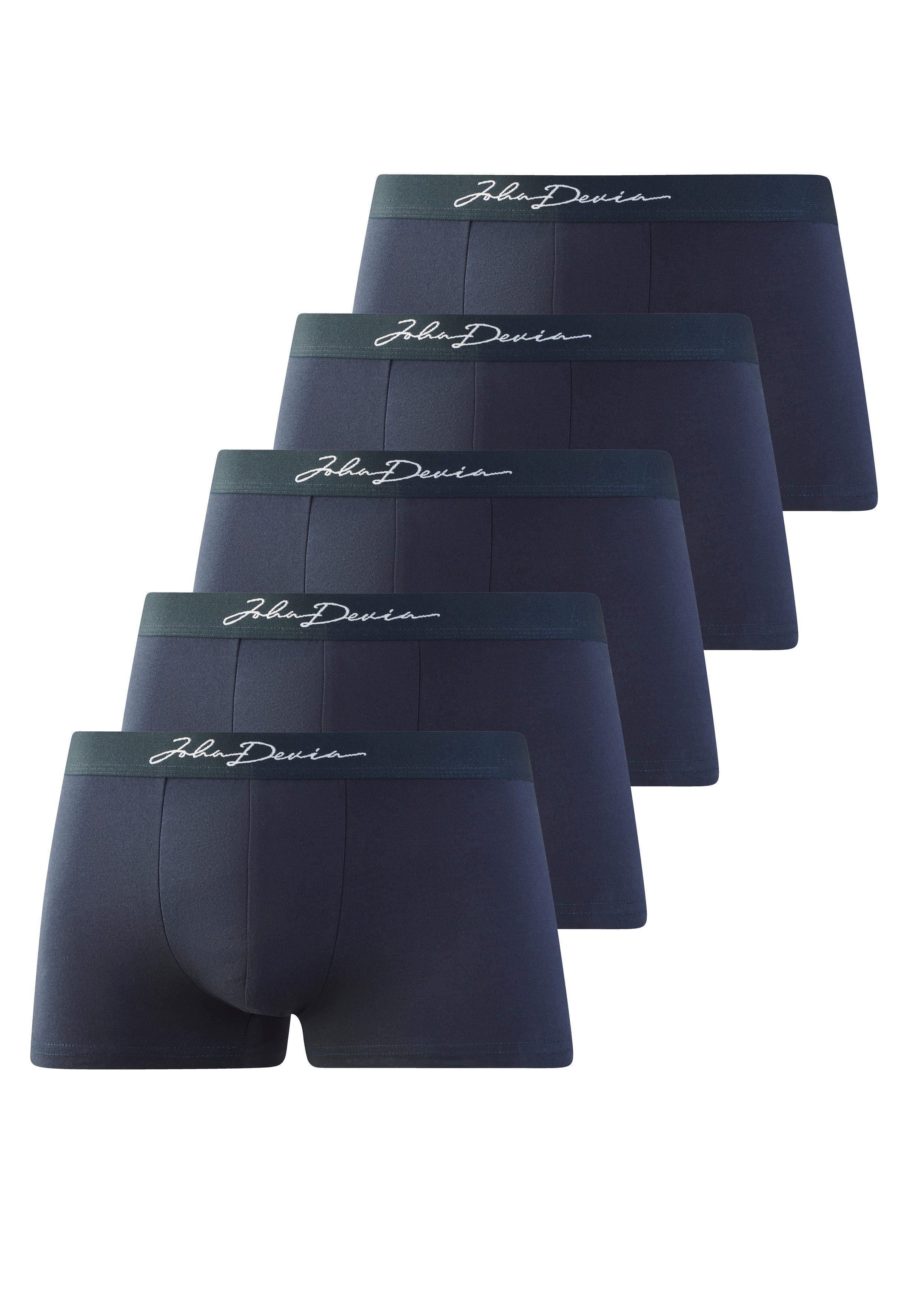 John Devin Boxer Boxershorts für Herren (Packung, 5-St) mit schönem Schriftzug im Bund, Jersey-Material, unifarben