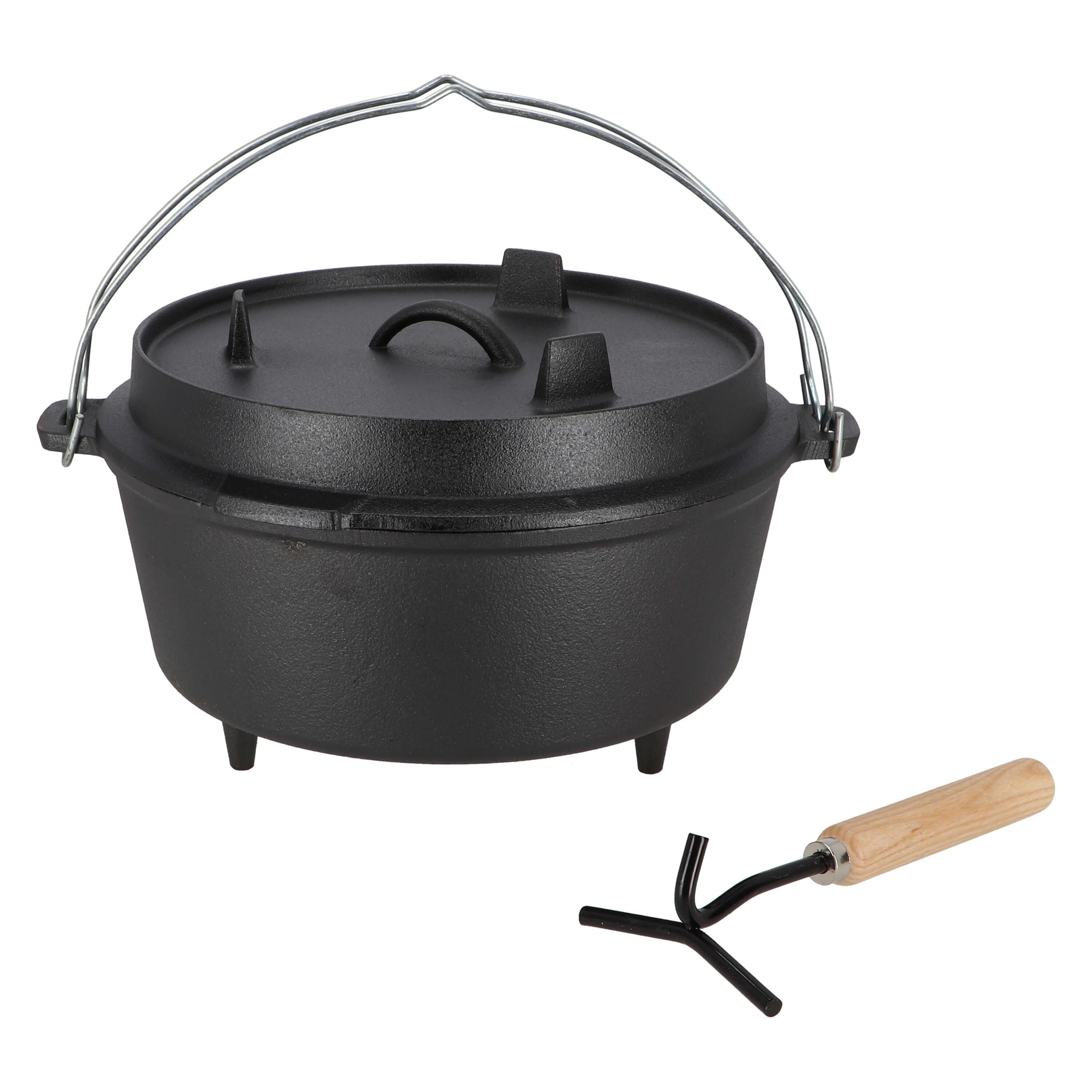 degawo Feuerschale Dutch Oven Gusseisen Topf mit Deckelheber für Outdoor und Camping, (1 Set Dutch Oven)