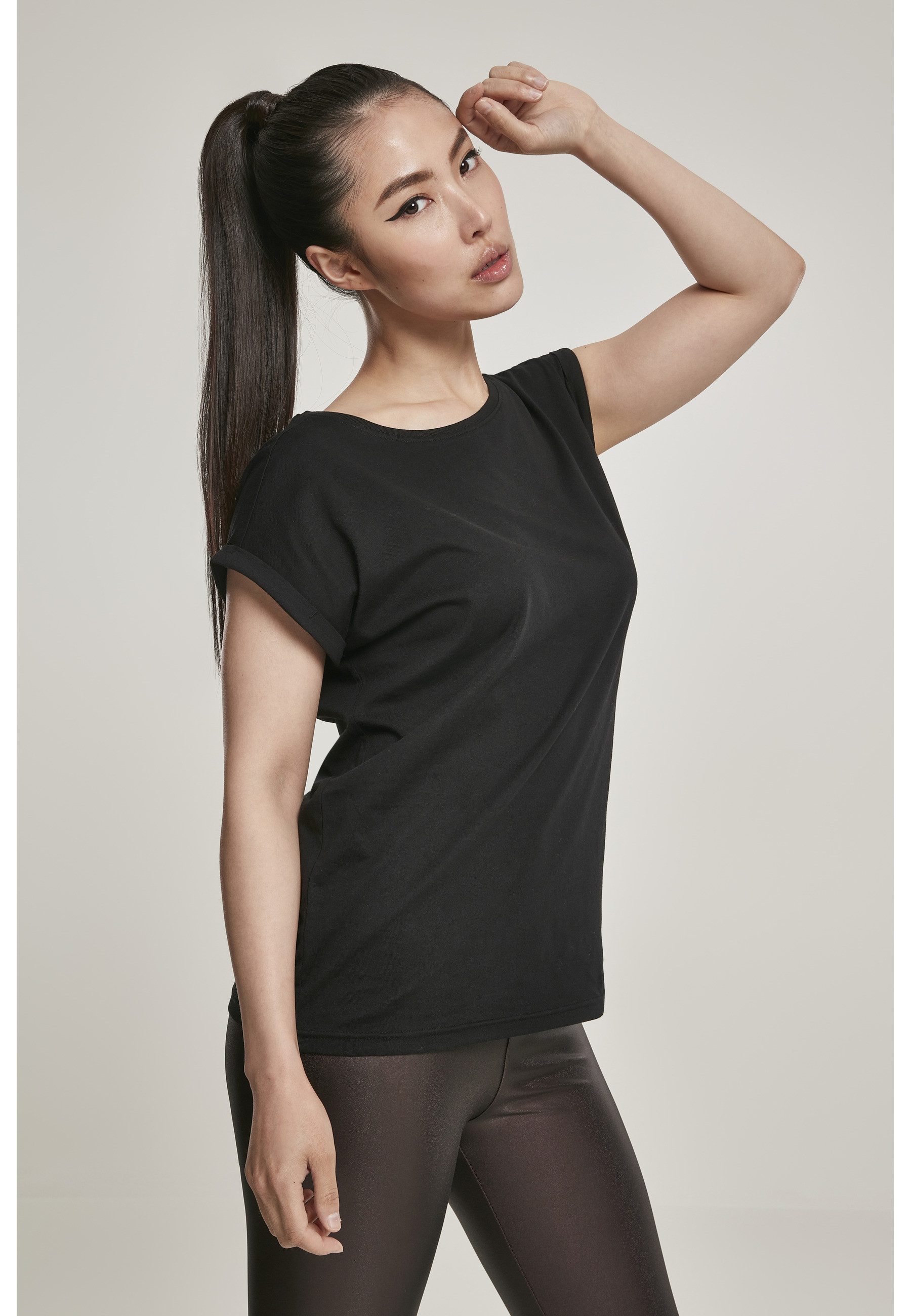 URBAN CLASSICS Kurzarmshirt Urban Classics Damen Ladies Organic Extended Shoulder Tee (1-tlg)