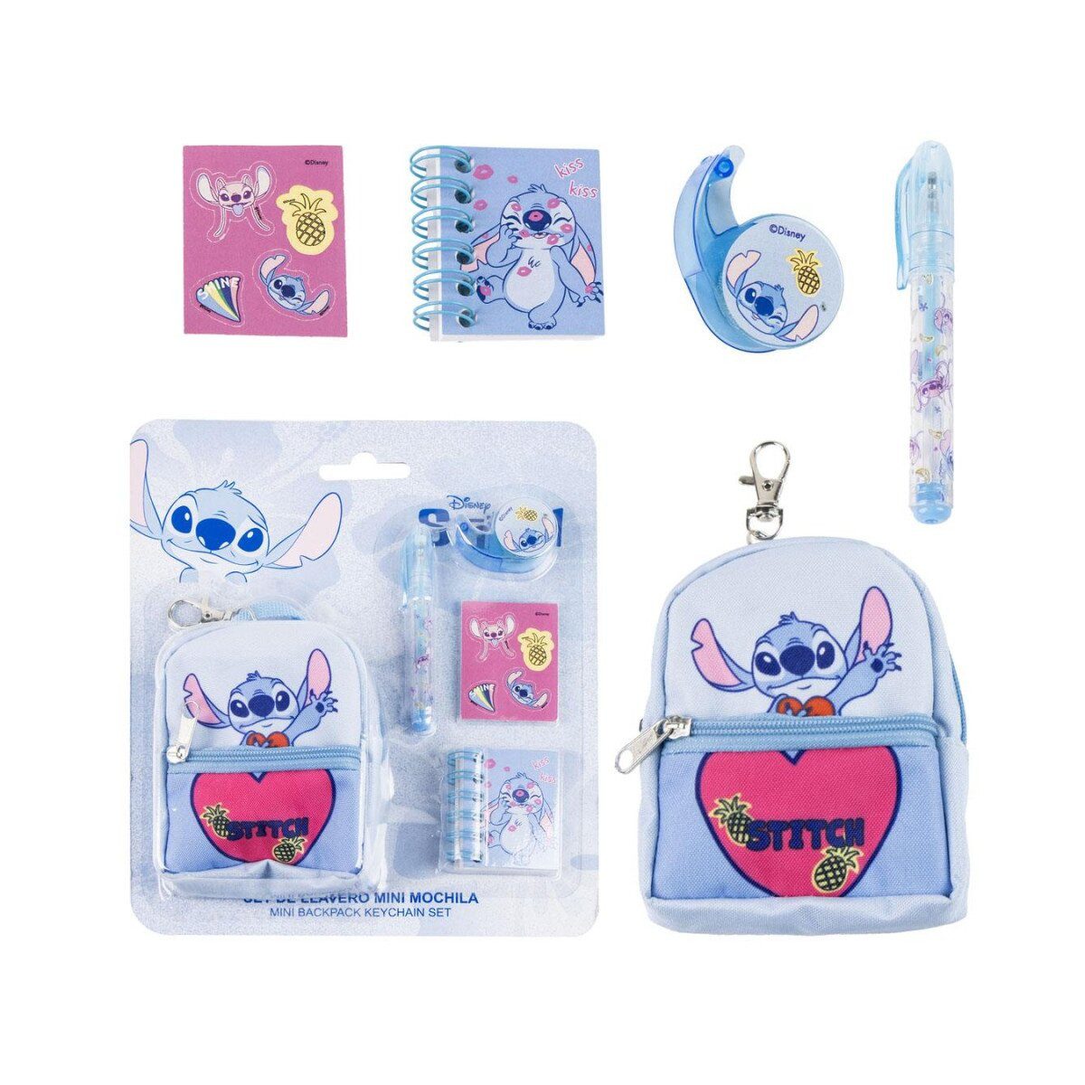 Disney Kulturbeutel Lilo & Stitch Mini-Tasche & Anhänger Ananas Design Set