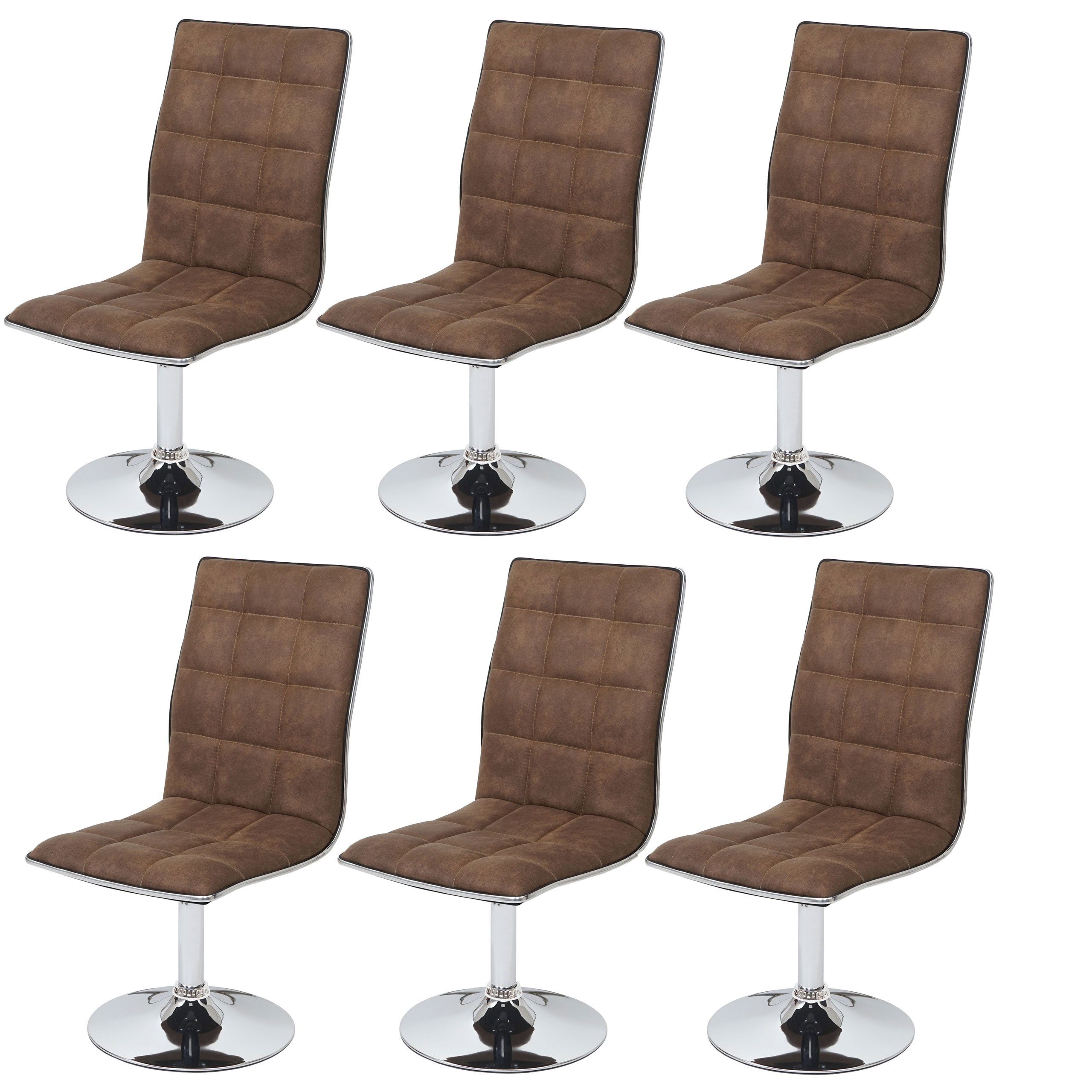 MCW Esszimmerstuhl MCW-C41-6-h Stoff (Set, 6 St), 6er-Set, 360° drehbar, Sitzhöhe variabel verstellbar, Fußbodenschoner vintage braun | braun