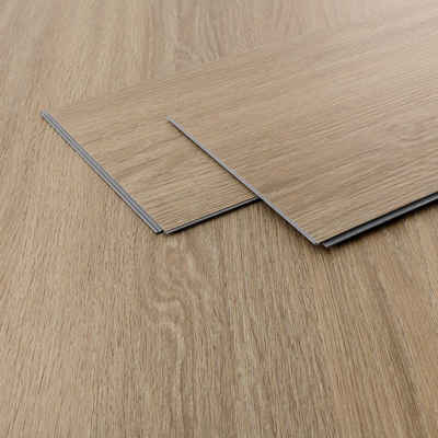 ML-DESIGN Vinylboden PVC Click Vinyl-Dielen Einfache Verlegung wasserfest, Bodenbelag 122x18x0,42cm 1,54m²/7 Dielen Hellbraun rutschfest