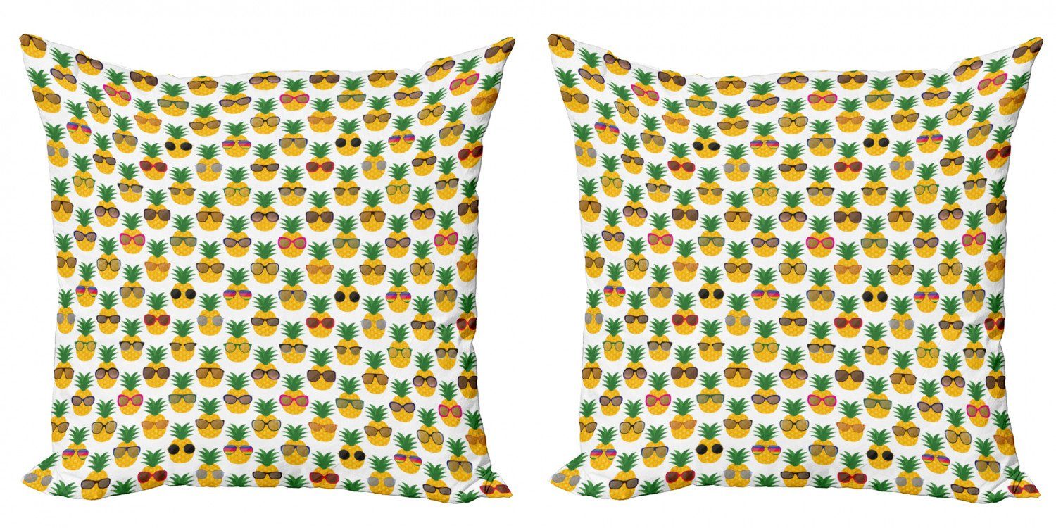 Doppelseitiger (2 Modern Ananasse Abakuhaus Sonnenbrillen Tropisch Stück), Accent Digitaldruck, Kissenbezüge