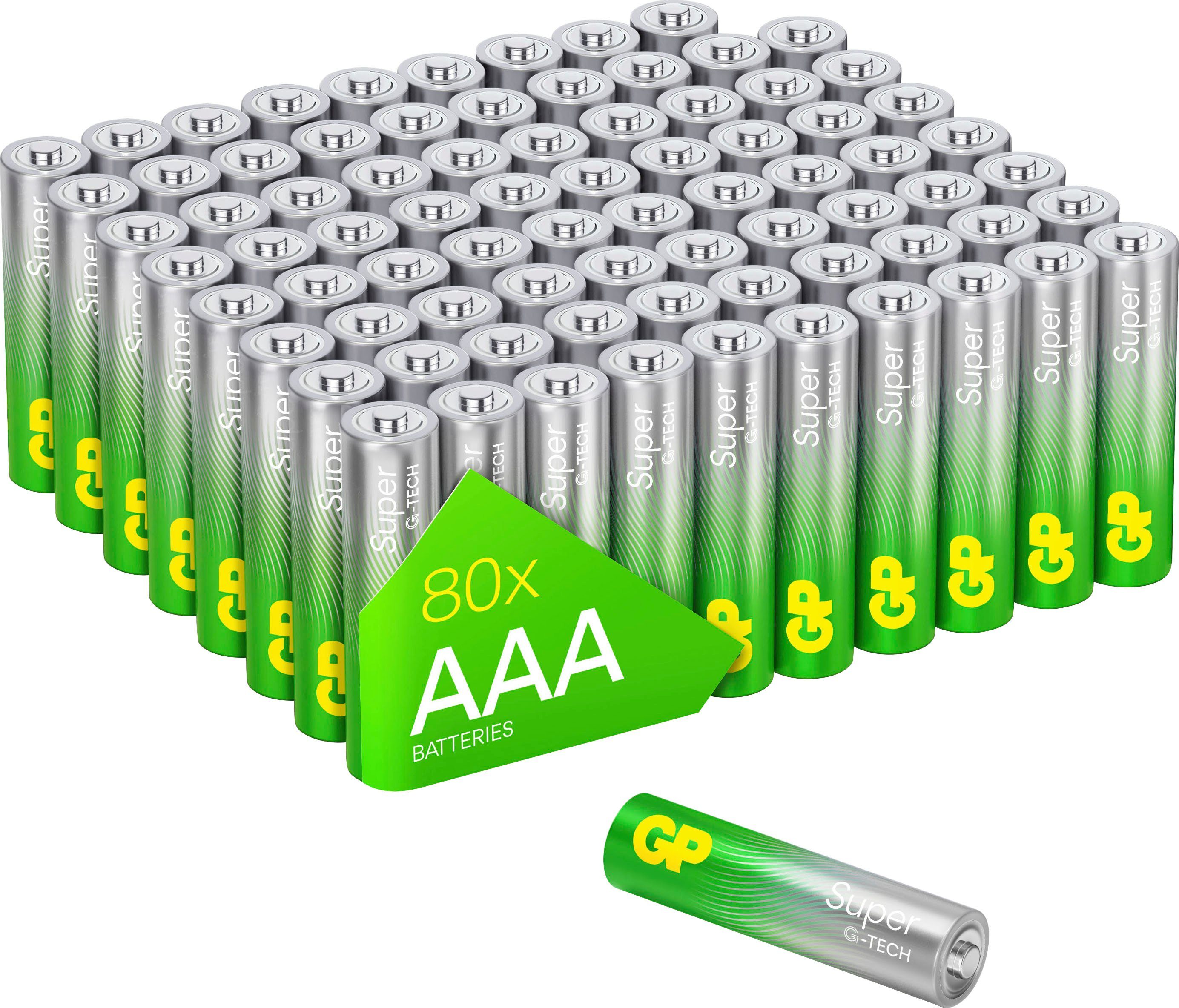 GP Batteries 80er Pack AAA Alkaline Super 1,5V Batterie, LR03 (1,5 V, 80 St)