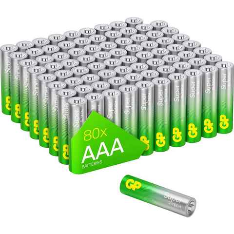GP Batteries 80er Pack AAA Alkaline Super 1,5V Batterie, LR03 (1,5 V, 80 St)