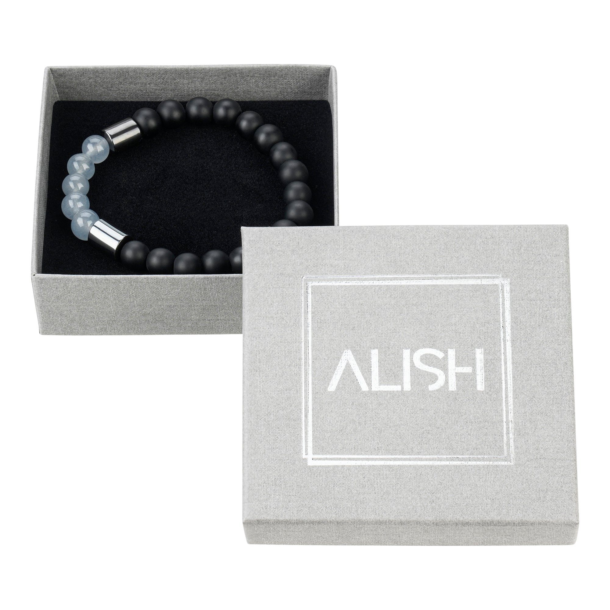 Perlenarmband ALISH 8 Armband +Hämatit/Unisex mm Perlen Grey/Rosenquarz Soulprotect