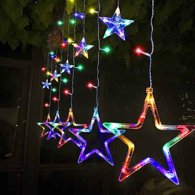 Salcar LED-Lichterkette 2m Sterne LED Lichterkette Außen Lichtervorhang Innen Weihnachten IP44, 8 Beleuchtungsmodi und Memory-Funktion, Bunt