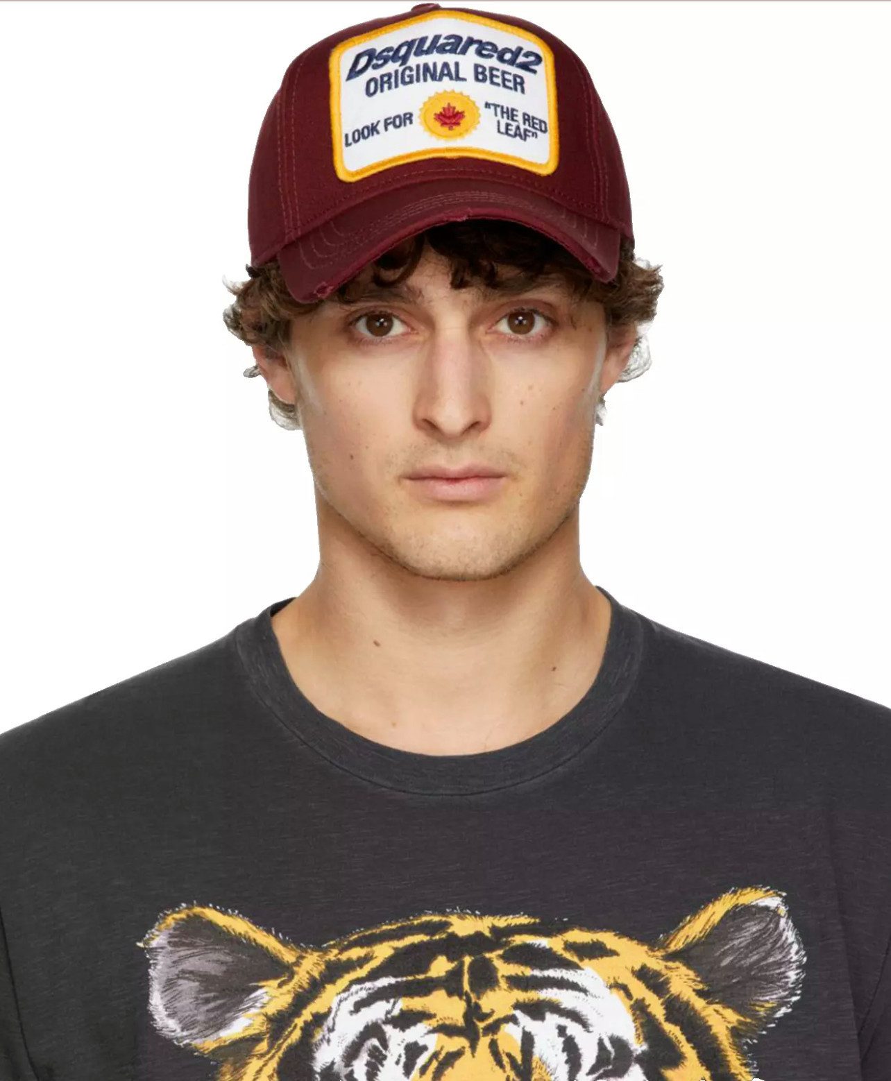 Dsquared2 Baseball Cap Original Beer Oktoberfest Cap Baseballcap Unisex Original Beer Patch mit Ahornblatt-Stickerei, Distressed-Look