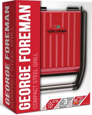 George Foreman Kontaktgrill Steel Compact Fitnessgrill rot 25030-56, 1200 W