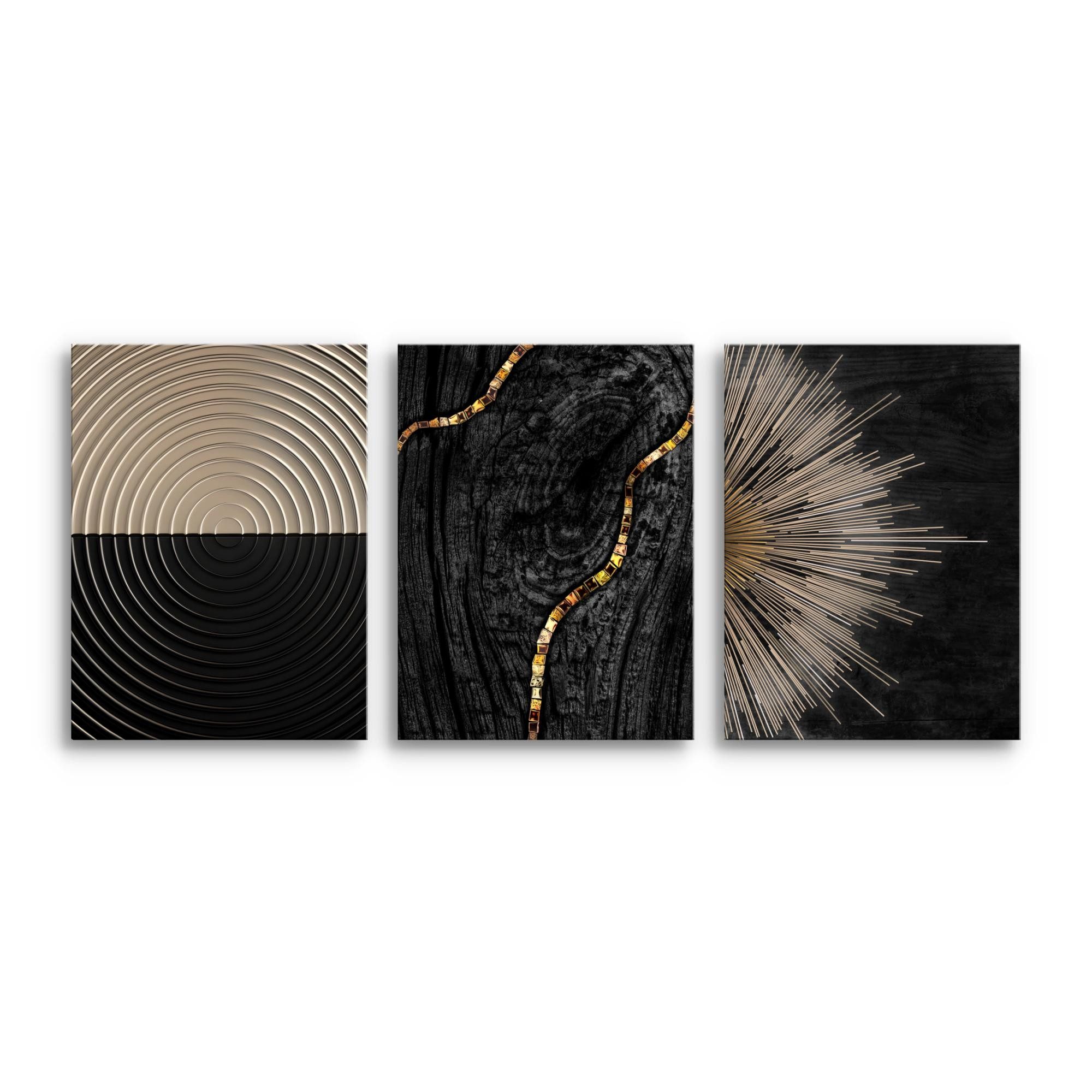 Novart Wandbild Schwarz Gold Abstrakte Kunst Formen Wohnzimmer