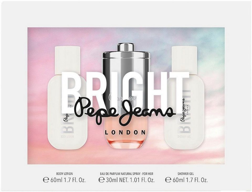 Pepe Jeans Duft-Set PJ BRIGHT Gift Set EDP 30ml + Body Lotion 60ml + Shower  Gel 60ml,