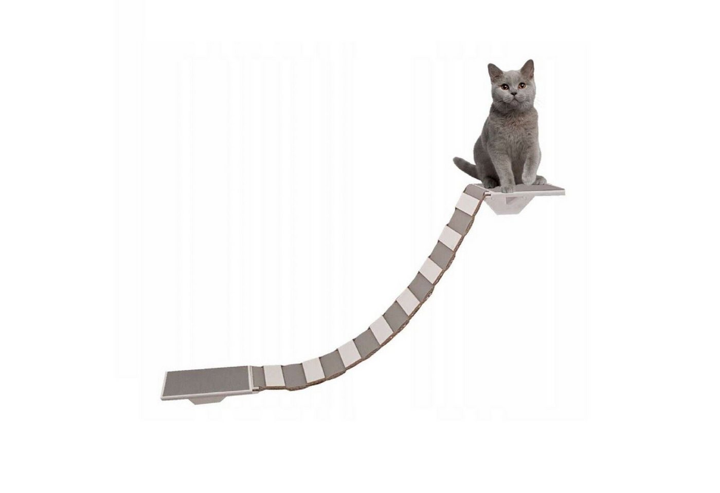 Thumbnail - QLS Katzen-Kletterwand BRÜCKE 130 cm, mit 2 Katzenliegen Set Wandbefestigung aus Holz