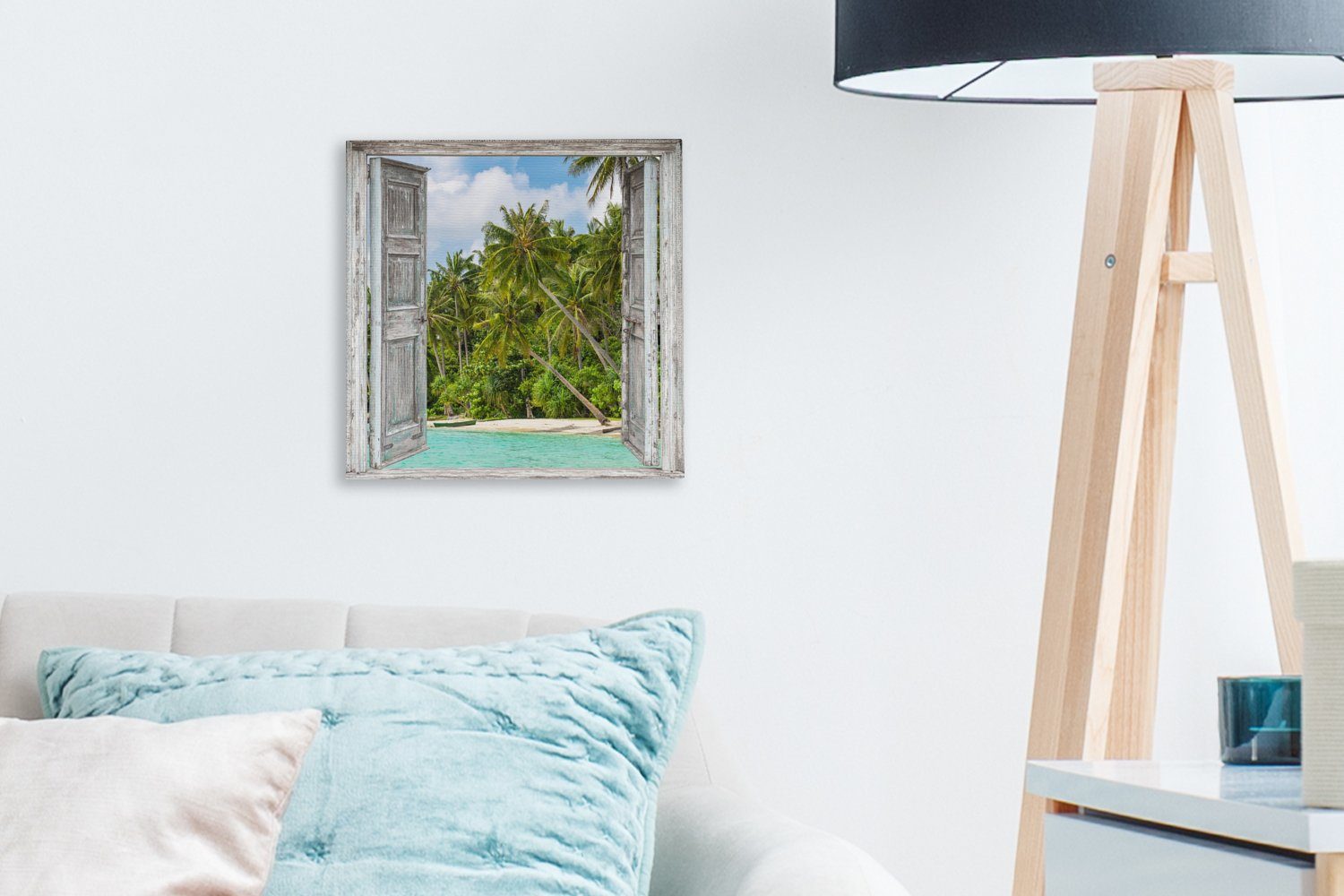 OneMillionCanvasses® Leinwandbild Palme - Meer Schlafzimmer für (1 Bilder Tropisch, - St), Leinwand Transluzent Wohnzimmer 