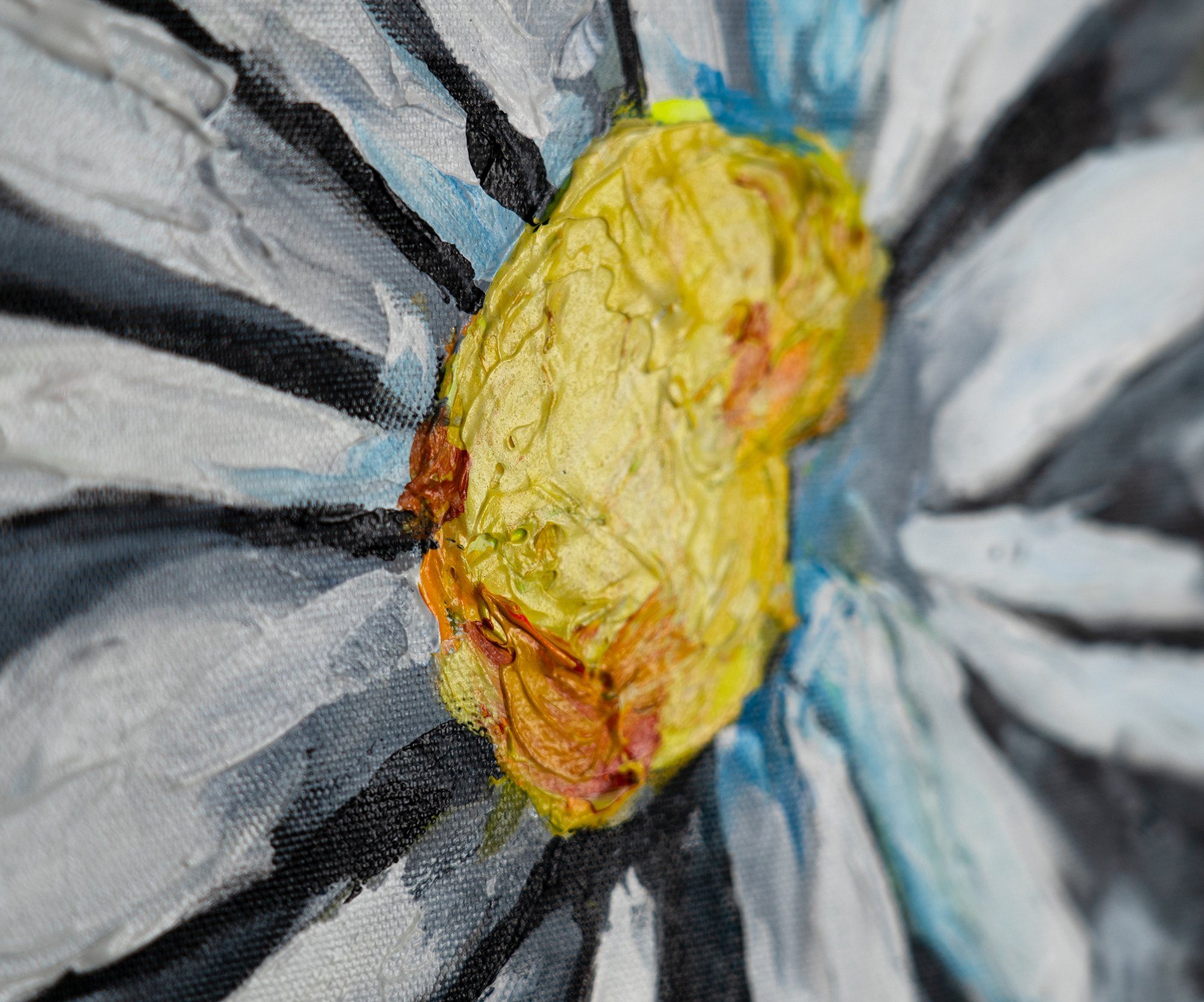 YS-Art Gemälde Schneeweiße Margeriten, Blumen, Weiß, gelbes Blumenmotiv in der Vase Leinwandbild gerahmt