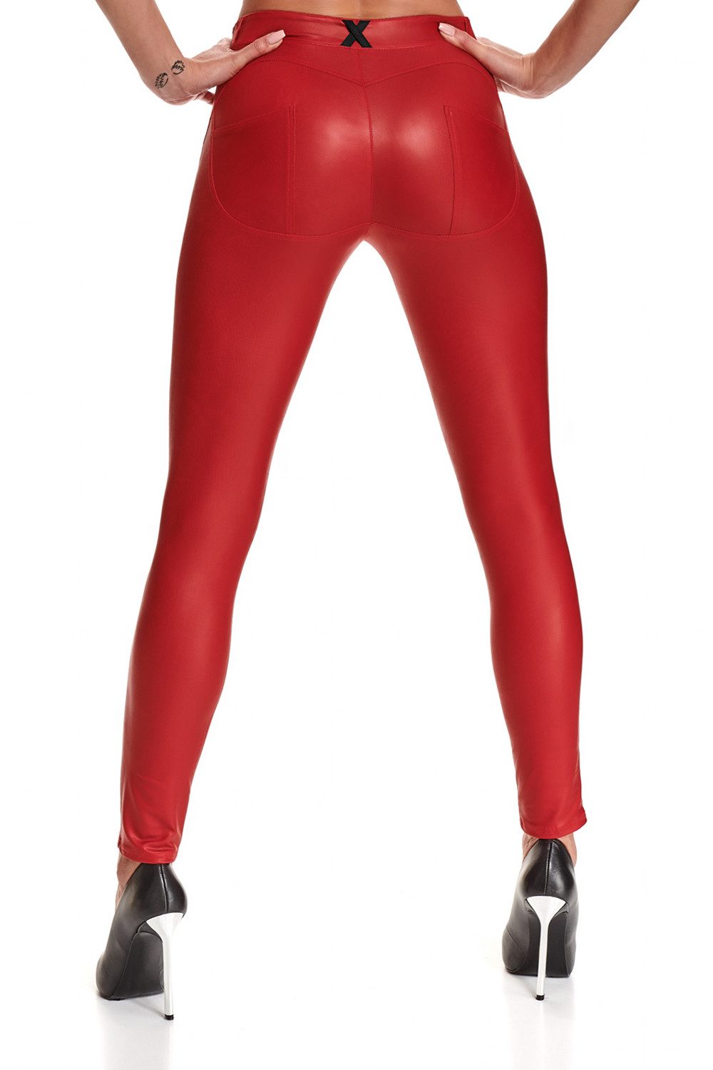 Demoniq Leggings Rote Damen Leggings Hose aus wetlook Material elastisch mi günstig online kaufen