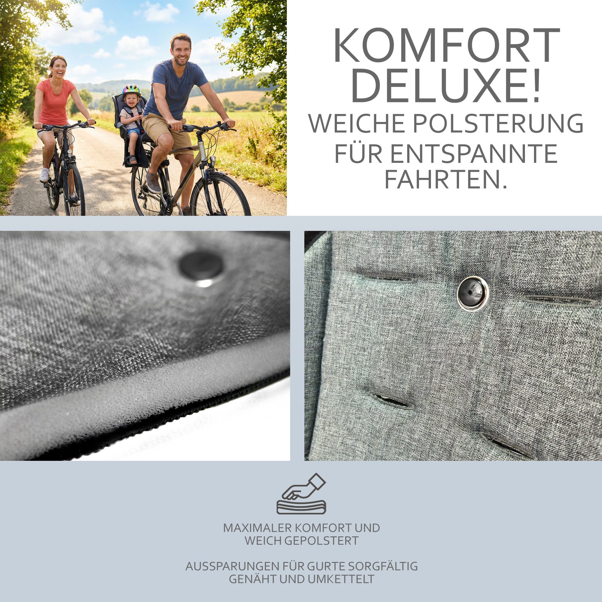 BambiniWelt by Rafael K. Fahrradkindersitz Ersatzbezug Sitzkissen für Fahrradsitz kompatibel mit Römer Jockey M4, ab: 9 Monaten, bis: 5 Jahre