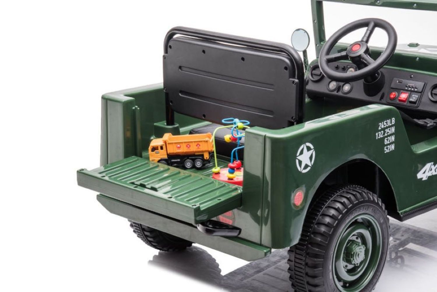 ES-Toys Elektro-Kinderauto Kinder Elektrofahrzeug Offroad, Belastbarkeit 30 kg, Militär, Allradantrieb, EVA-Reifen, MP3