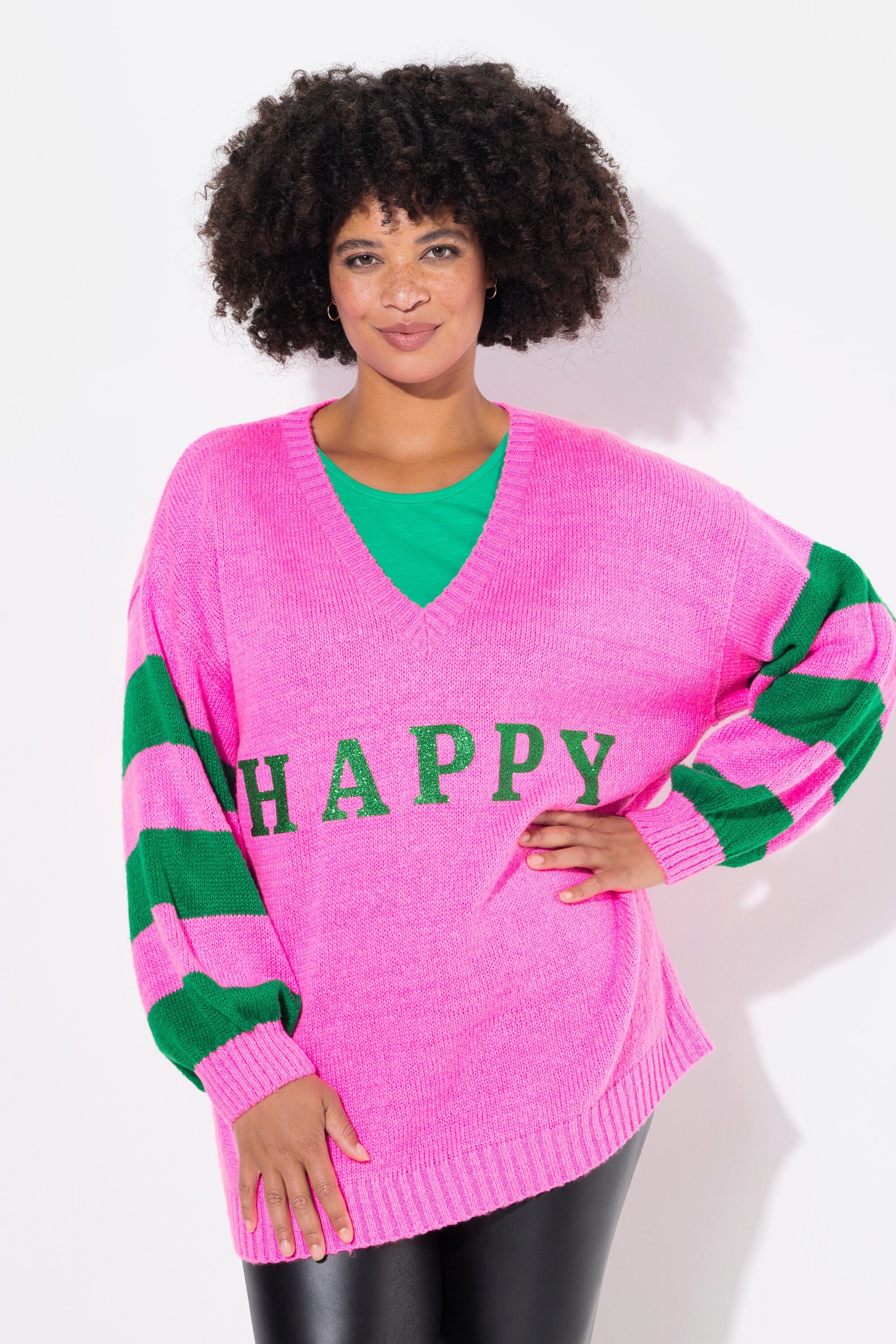 Strickpullover Pullover oversized HAPPY Ringel-Ärmel