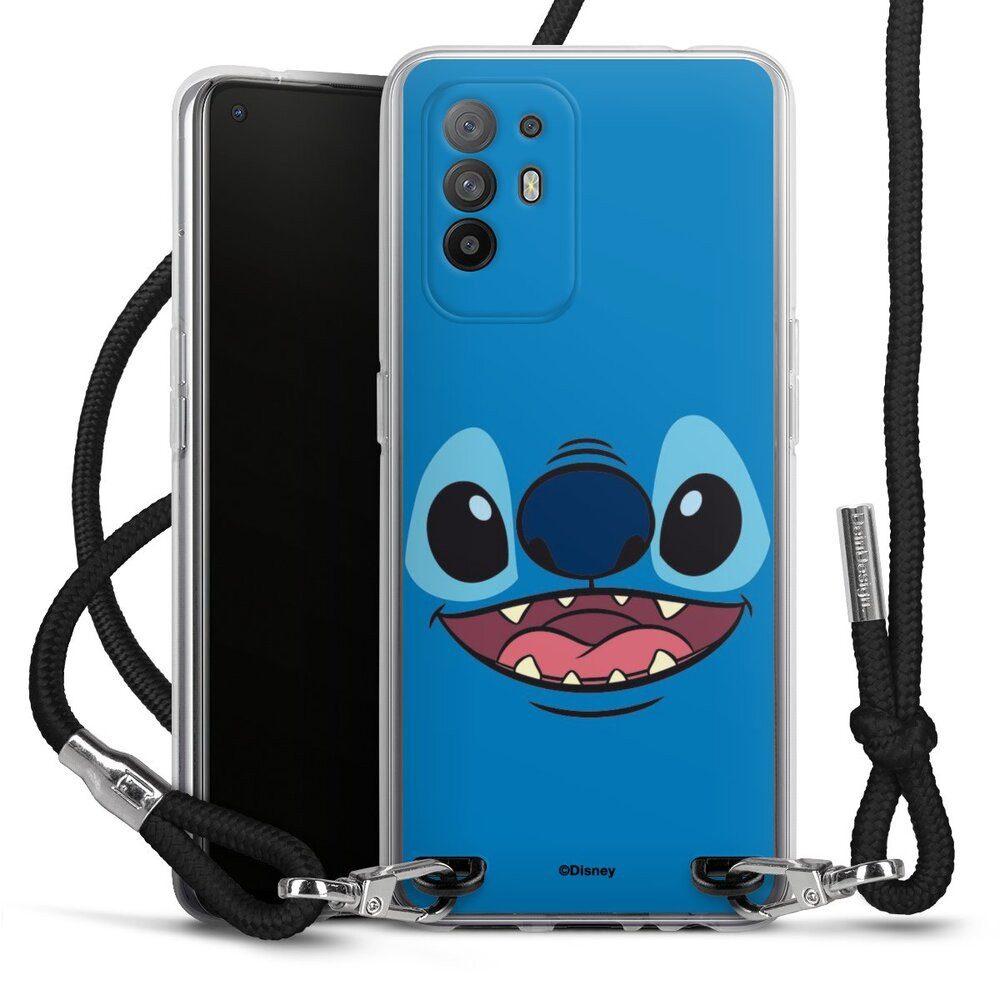 DeinDesign Handyhülle Lilo & Stitch Disney Offizielles Lizenzprodukt Stitch Closeup, Oppo A94 5G Handykette Hülle mit Band Case zum Umhängen