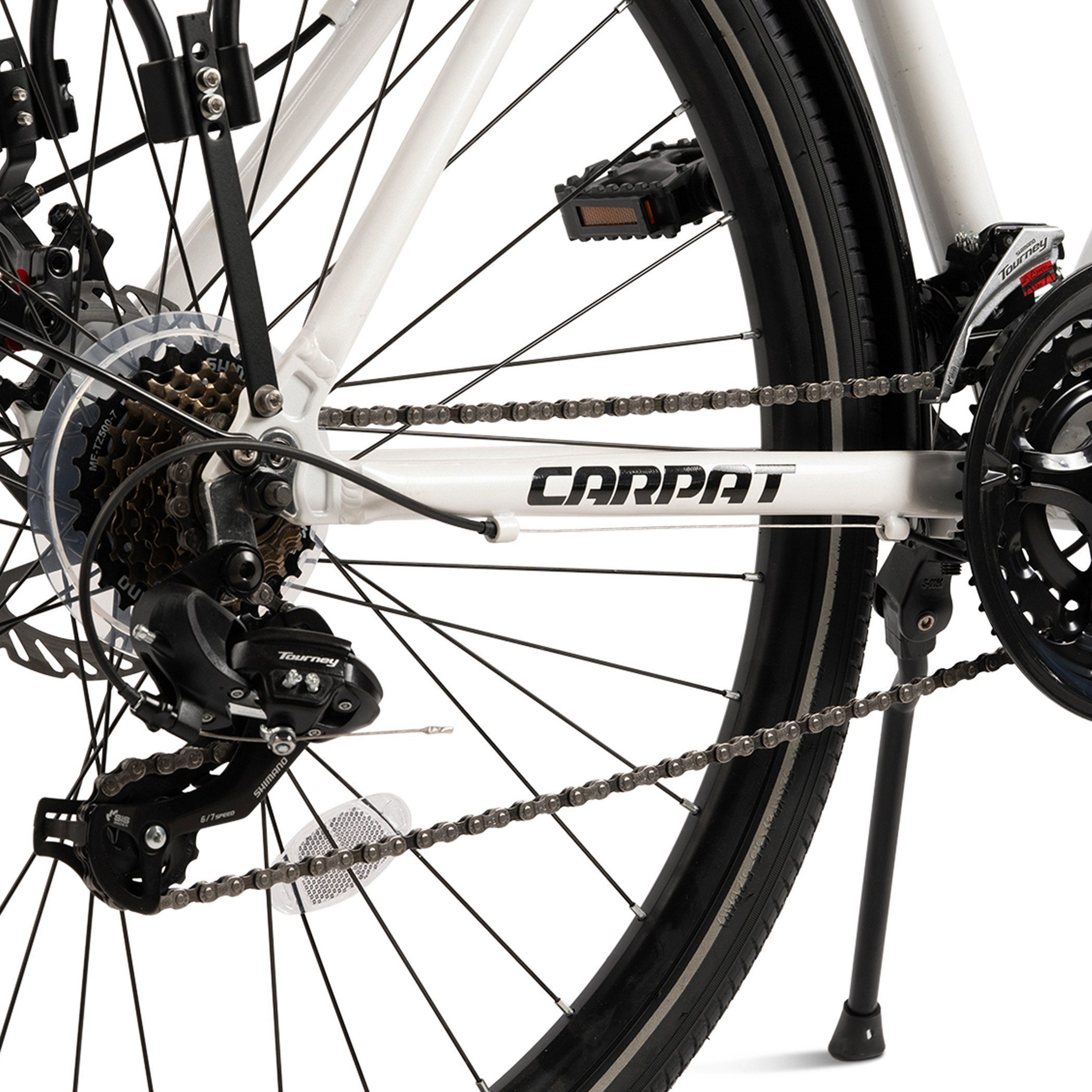 CARPAT SPORT Trekkingrad 28 Zoll Trekking Bike City Fahrrad für Damen Herren, 21 Gang Shimano, Kettenschaltung, (Aluminium Rahmen, Mechanische Scheibenbremse), City Commuter Citybike Fahrrad