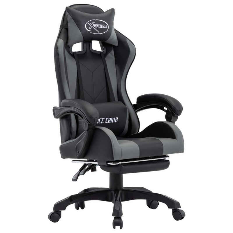 vidaXL Bürostuhl Gaming-Stuhl mit Fußstütze Grau und Schwarz Kunstleder (1 St)