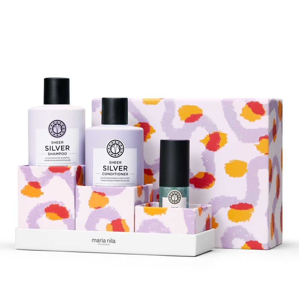 Maria Nila Haarpflege-Set Maria Nila Sheer Silver Geschenkboxen - Shampoo 350 ml + Conditioner 300 ml + Argan Oil 30 ml