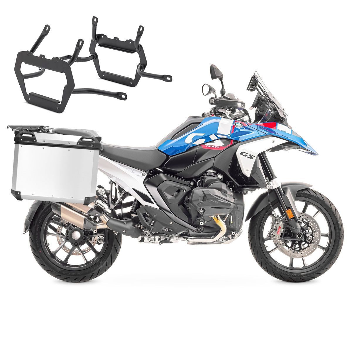 Bagtecs Kofferset Alu-Koffer+ Kofferträger für BMW R 1300 GS 23-26 QP48 silber