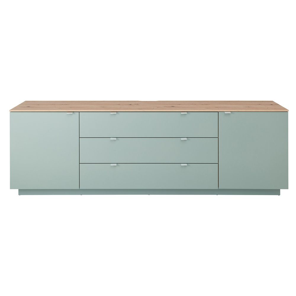 Lomadox Sideboard CUST-36, Fernsehschrank grün mit Artisan Eiche Breite 240 cm