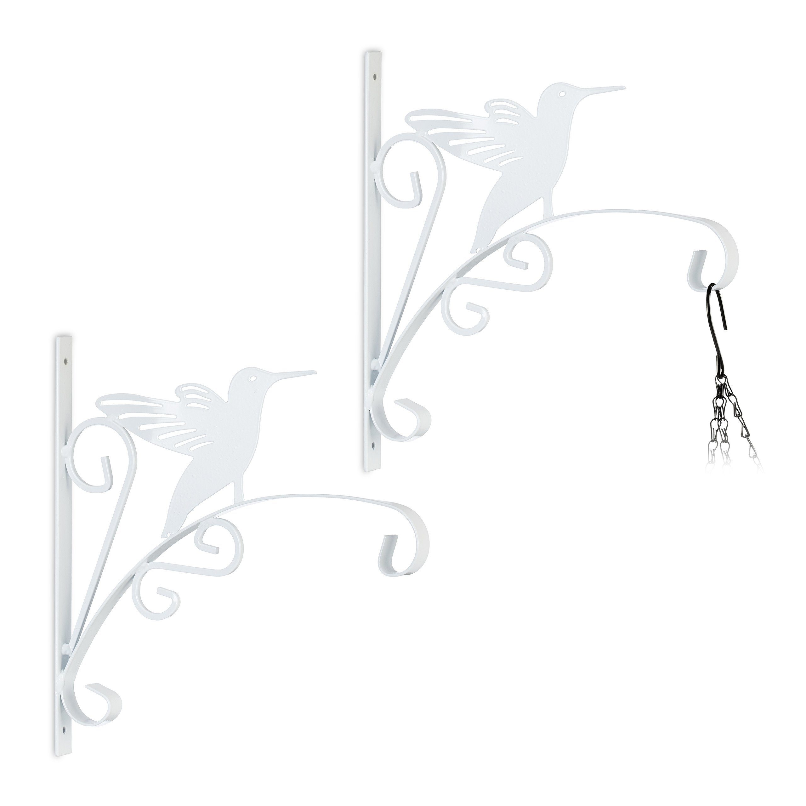 Wandhaken Blumenampelhalterung 2er Set mit Vogel