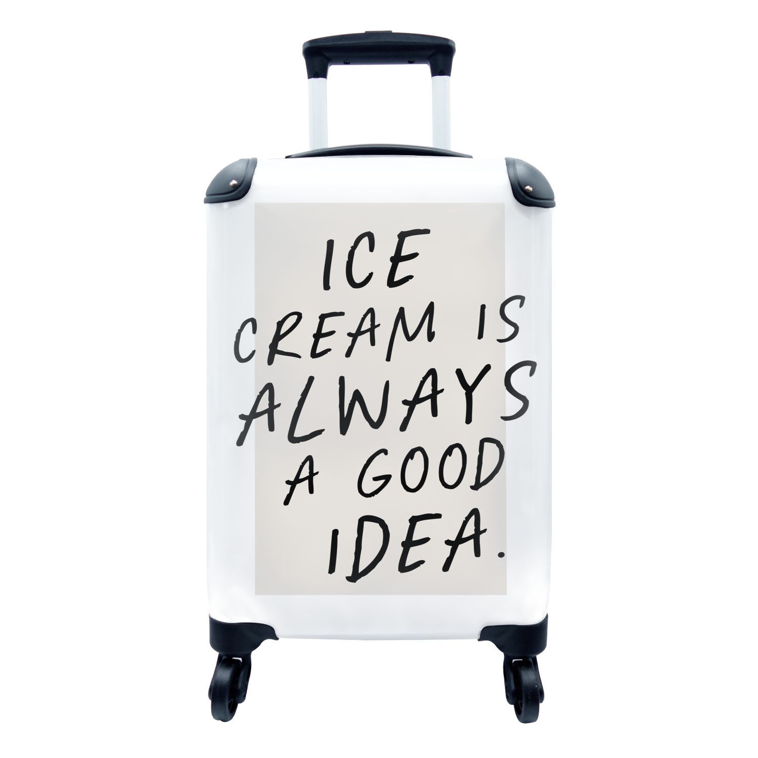 MuchoWow Handgepäckkoffer Eiscreme ist immer eine gute Idee - Sprichwörter - Zitate - Essen, 4 Rollen, Reisetasche mit rollen, Handgepäck für Ferien, Trolley, Reisekoffer